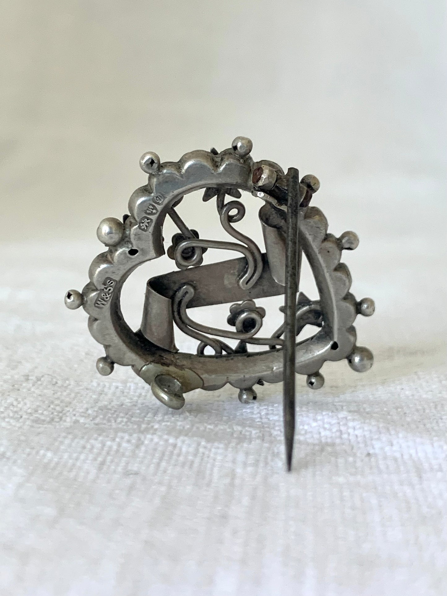 .925 1904 Chester sterling silver Edwardian heart Mizpah sweetheart heart sentimental hallmarked sterling silver brooch