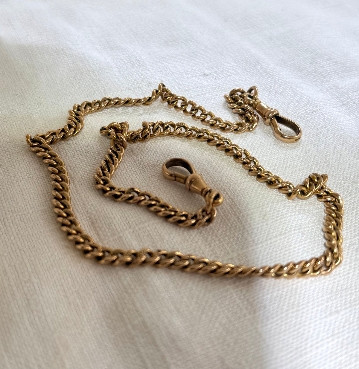 .1920 .375 .9ct antique desirable Edwardian graduated solid gold hallmark 375 gold fob chain necklace