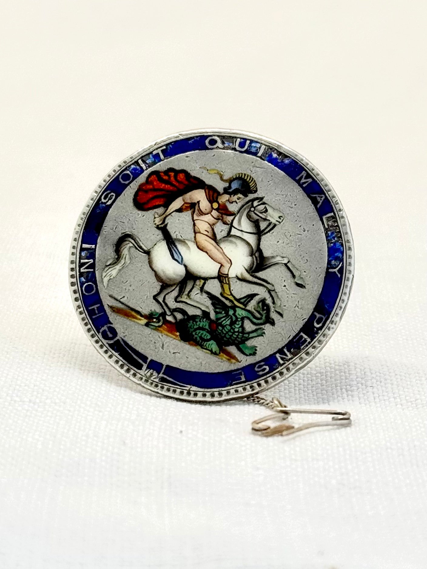 .1818 .1819 .1820 .925 antique Sterling silver George III Antique Solid Silver English Crown enamel collectors love token Georgian Coin Brooch