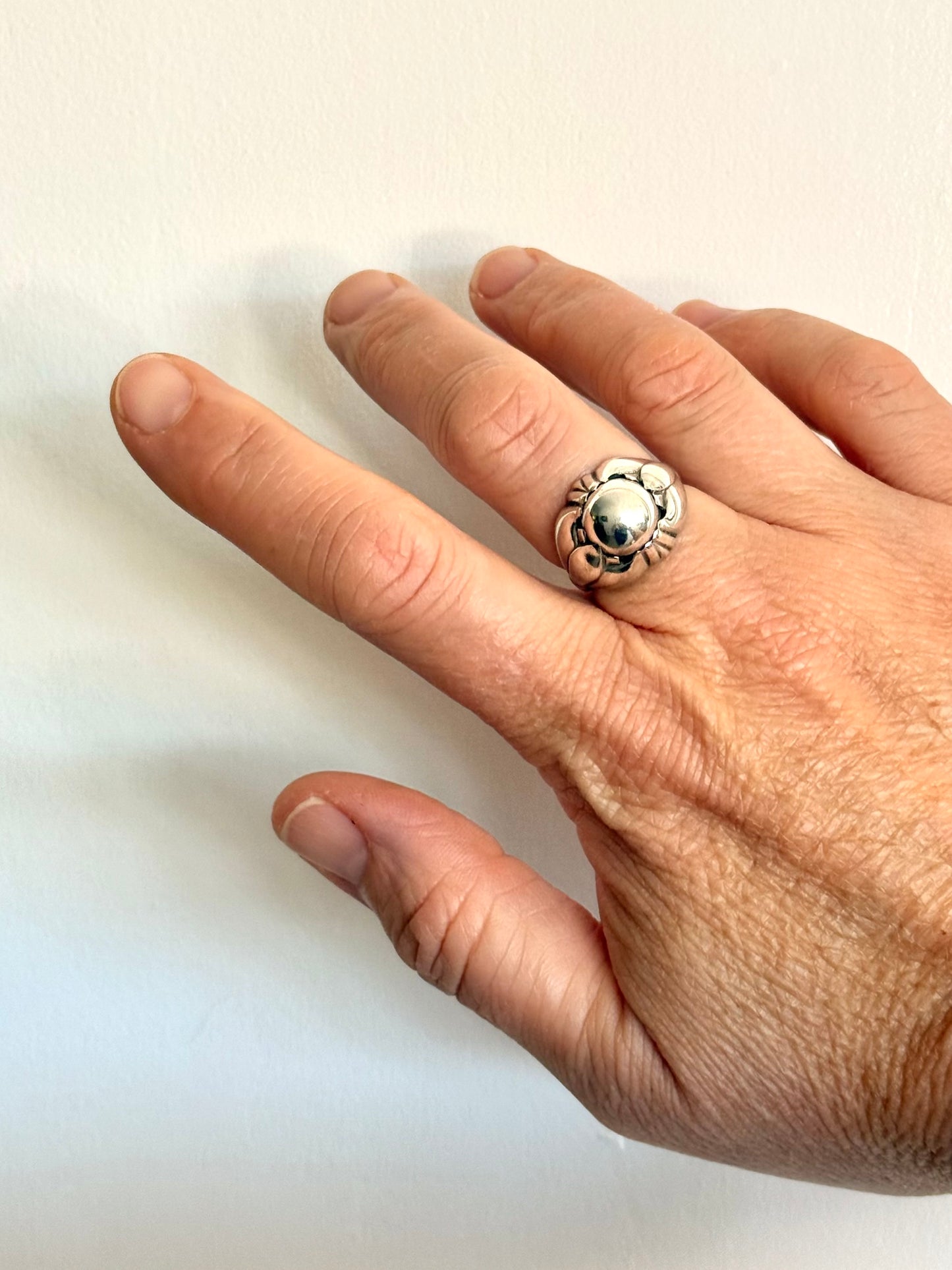 .1933 .1944 #59 .925 Georg Jensen rare modernist silver stone ball designer collectors ring