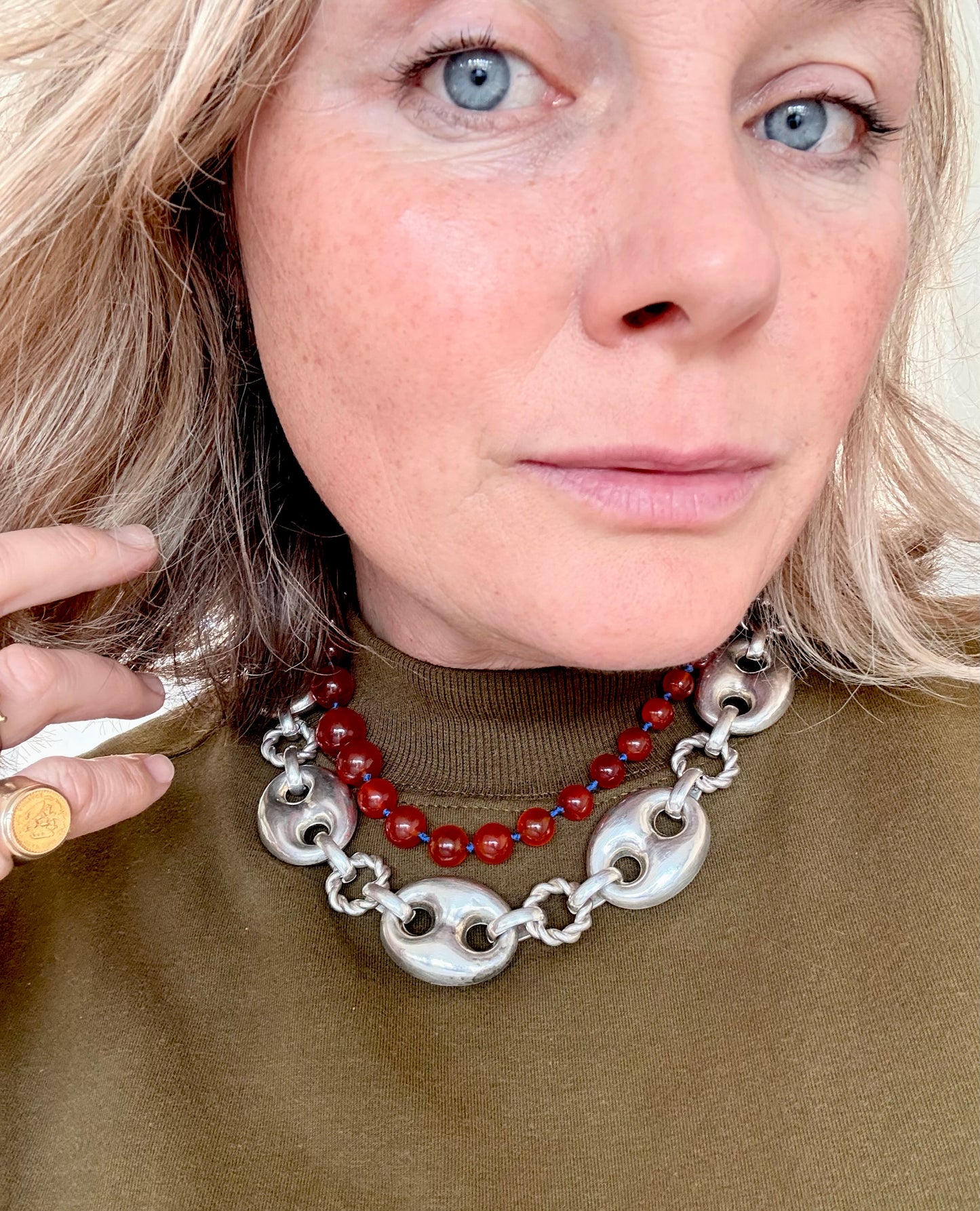 .1980s .1990s .925 Super Sized Chunky extra puffy gucci link mariners link sterling silver fancy twist link modernist oversized necklace