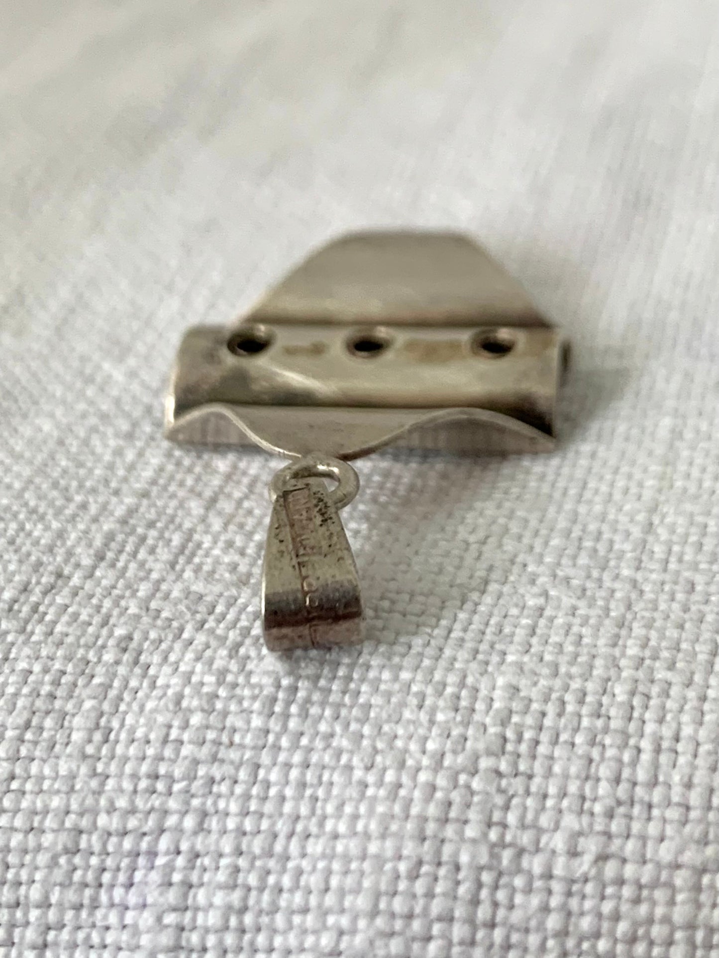 .925 1960s Elis Kauppi Kupittaan Kulta Finland solid silver modernist Smoky Smokey Quartz gemstone geometric Finish MCM designer pendant.