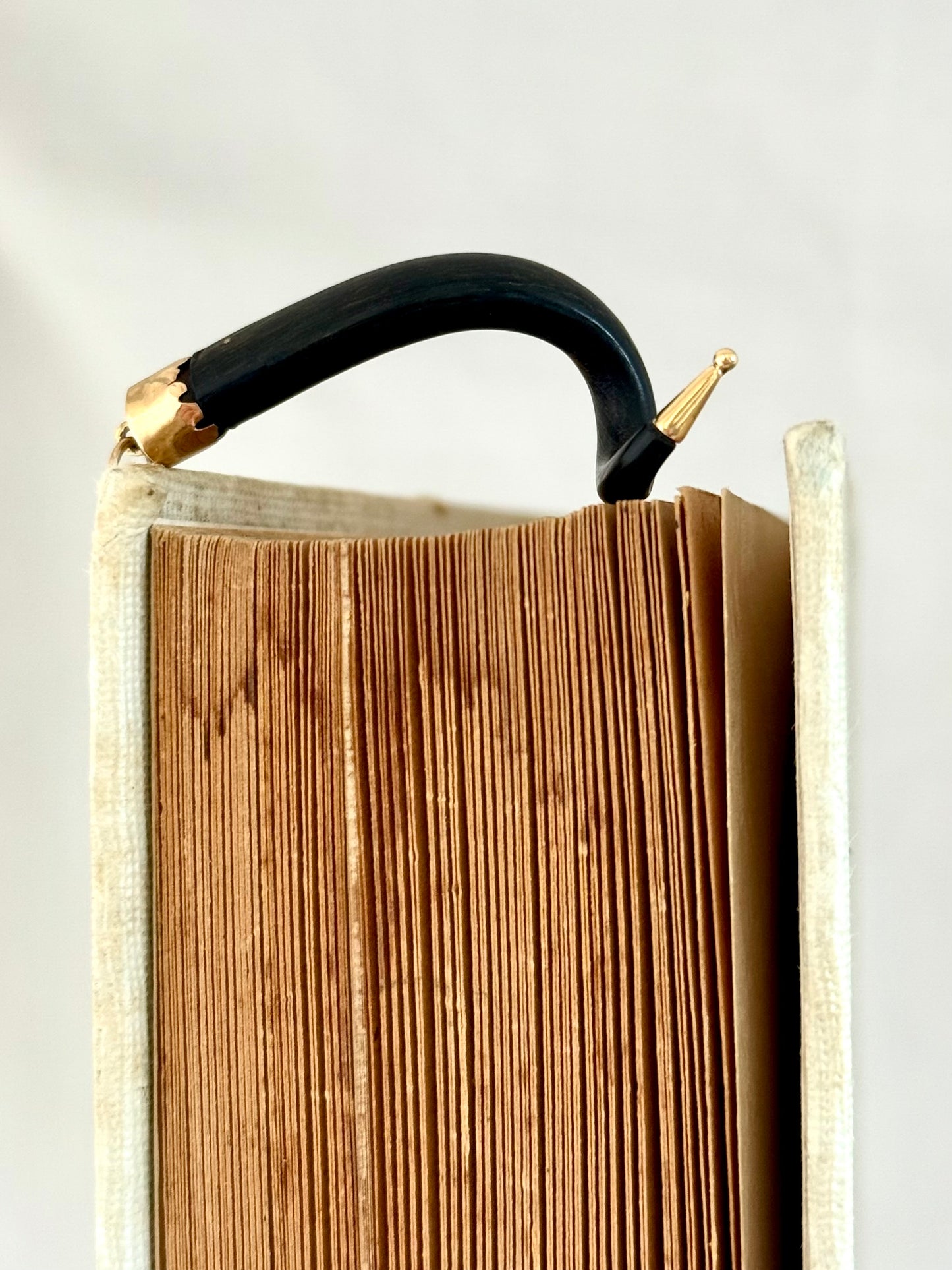 .14ct .1880s .1920s .585 gold and natural spiral twist horn amulet pendant