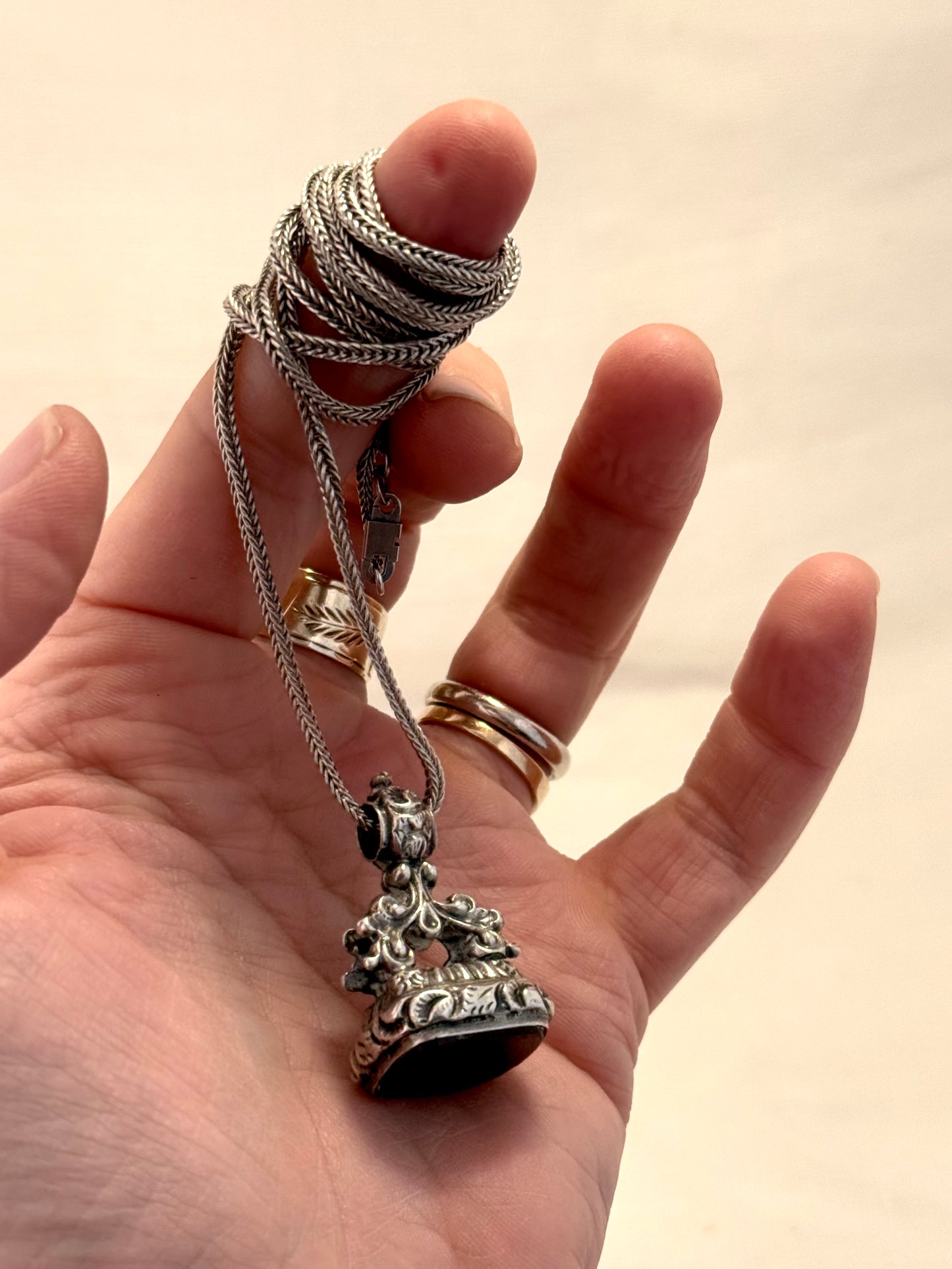 .1800s .925 antique Carnelian Wax Seal Fob Seal Georgian early Victorian era collectors Pendant