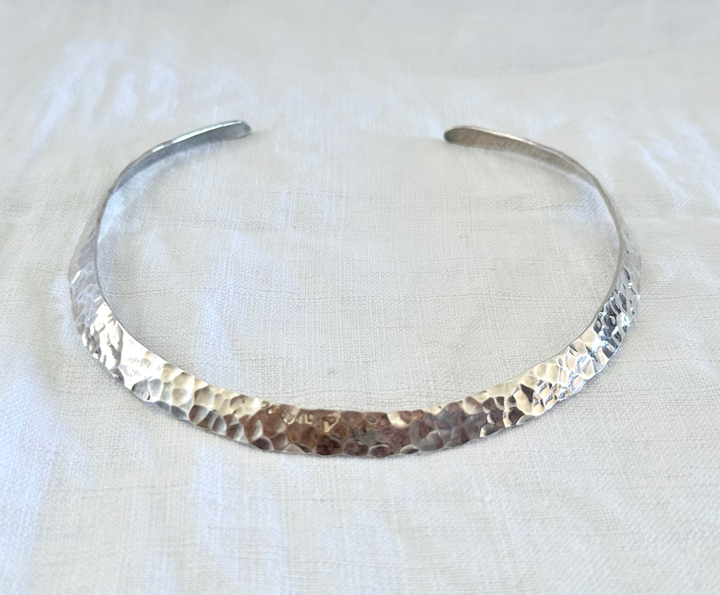 .1970s .990 artisan made hand made fine silver choker neck cuff bevelled solid silver art neckpiece