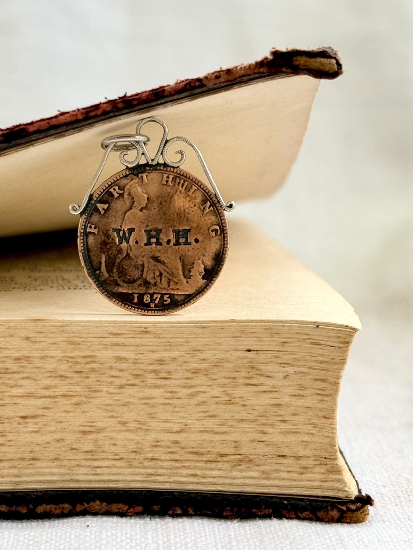 .1875 antique English Queen Victoria Love Token 1 Farthing antique sweetheart coin token pendant