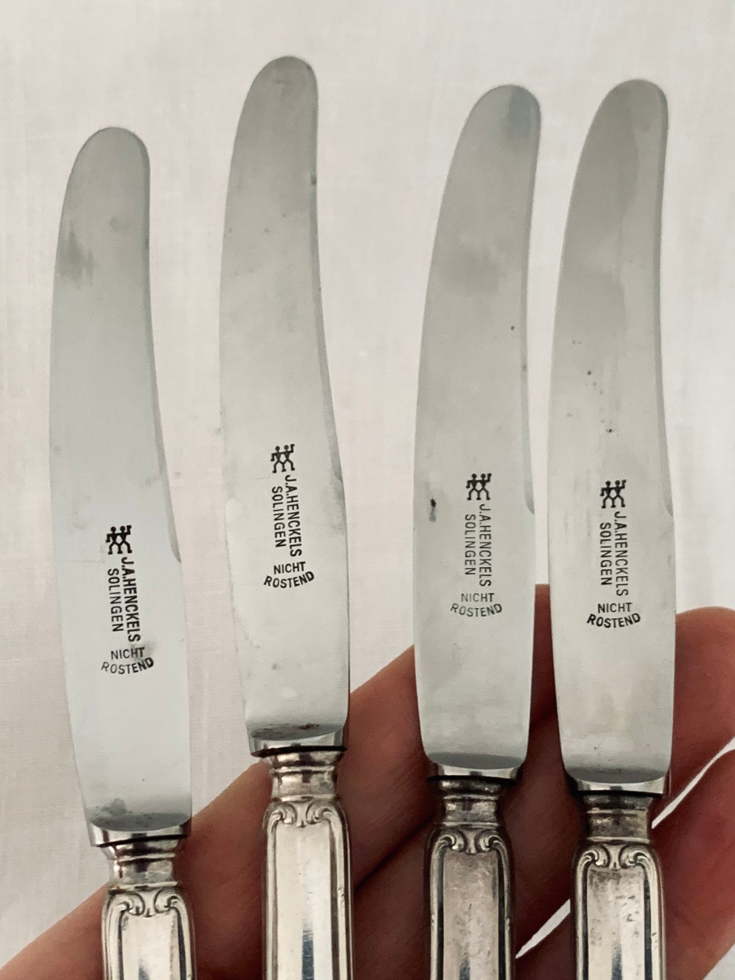800 silver German vintage butter paté fruit knife set by acclaimed J.A. Henckels of Germany