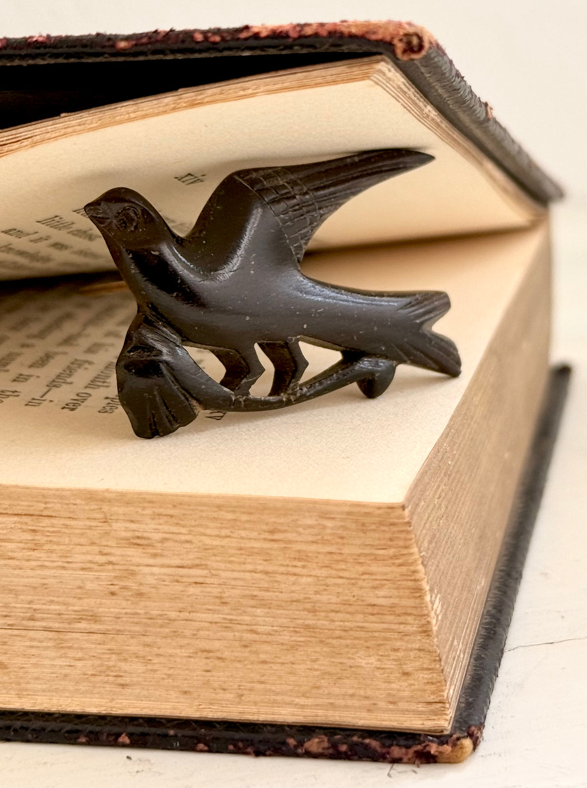 .1890s .1900s antique hand carved Victorian revival Swallow Swift Bird wooden wood carved sweetheart brooch pin