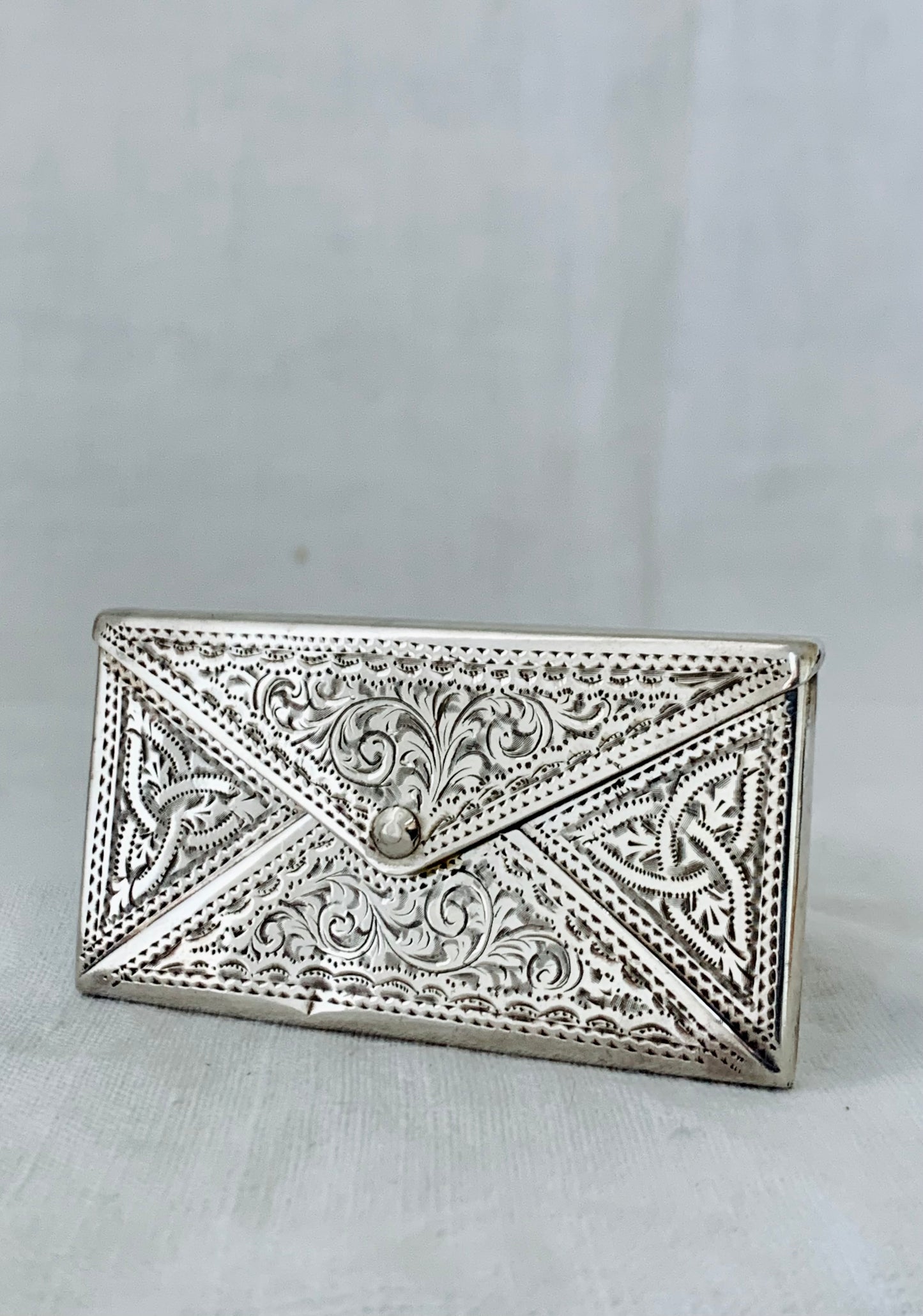 .925 1923 Art Deco Victorian revival Novelty sterling silver hallmarked envelope calling card case