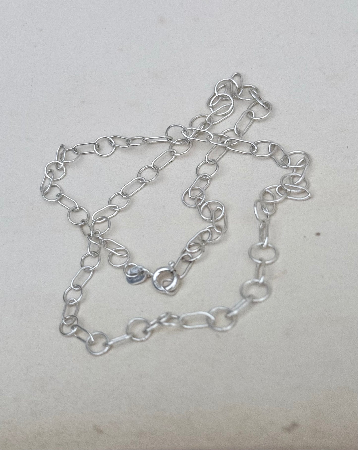 925 Modern sterling silver fancy form circle and oval long link fine chain necklace