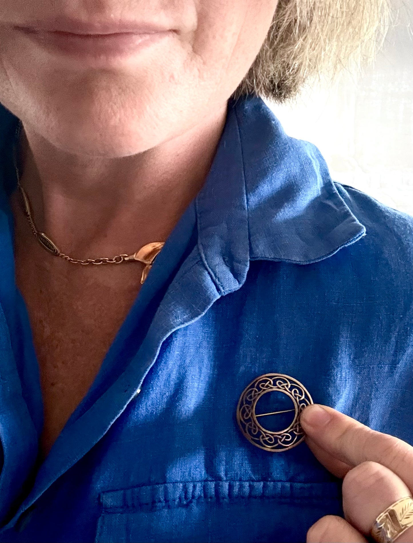 .1950 .925 silver Celtic Edinburgh hallmark circle target brooch