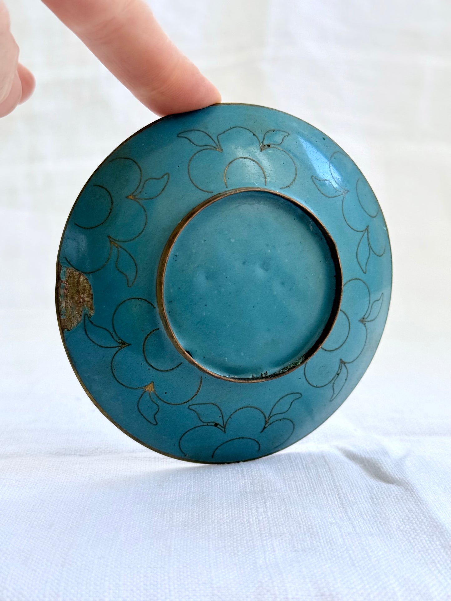 .1940s .1950s .2 plate Chinese Oriental cloisonne enamel plates with antique wooden display stand