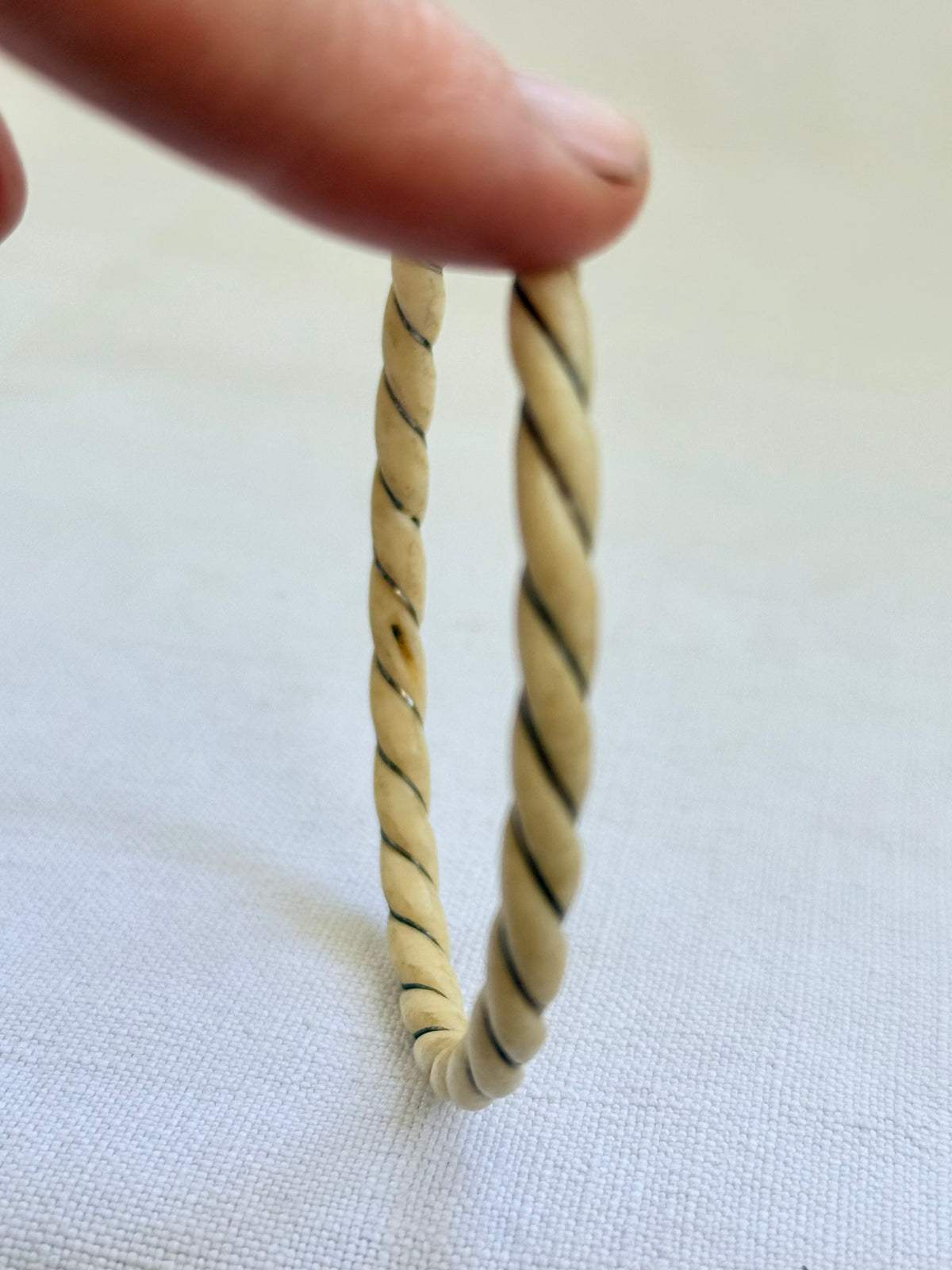 .1900s antique pre ban ivory bone 9ct gold woven wrapped stack bangle