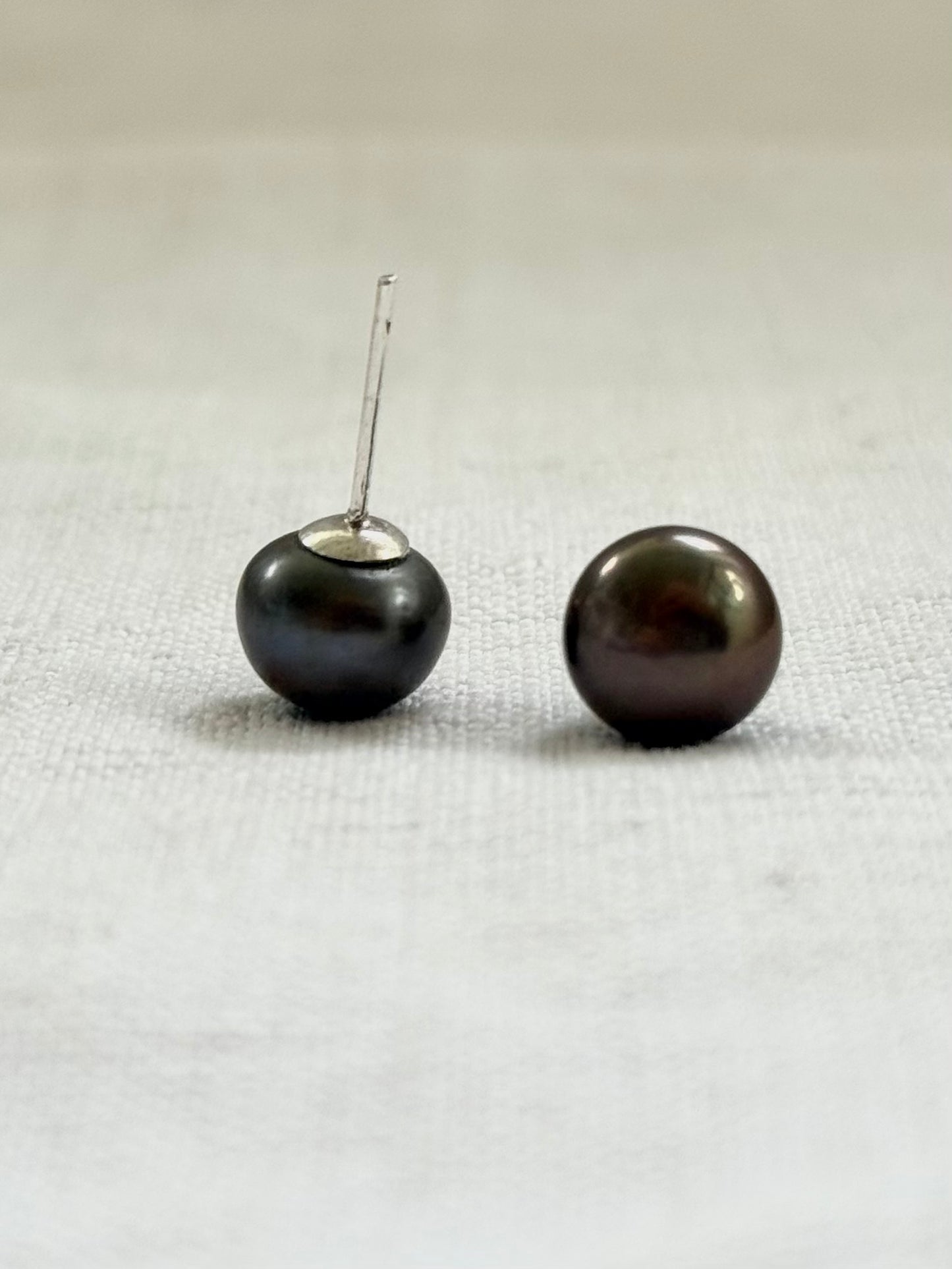 .10mm large pearl .925 luxury Black Purple Tahitian pearl luxurious post stud earrings