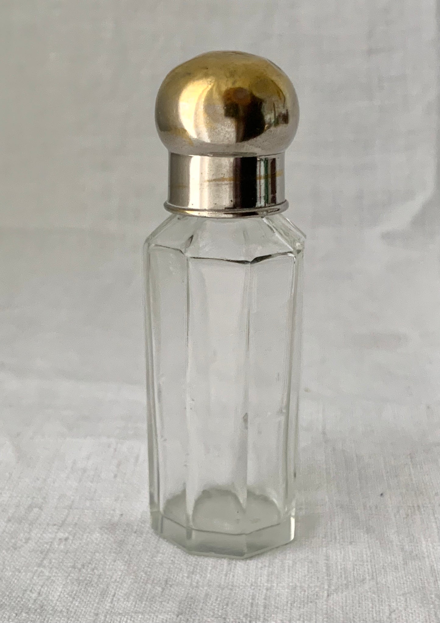 1910s antique cut glass silver metal vanity bottle perfume vessel
