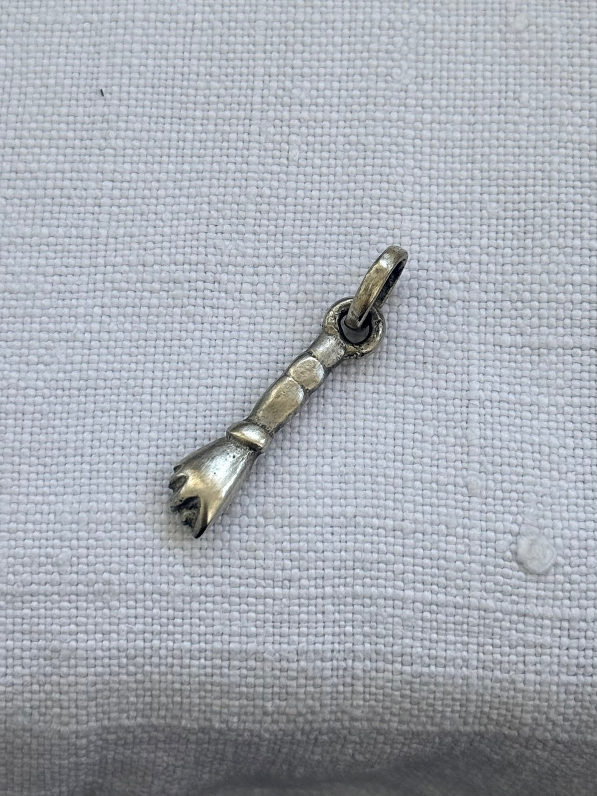 .1950s .800 antique revival Italian hand carved silver hand token good luck talisman token silver symbol pendant
