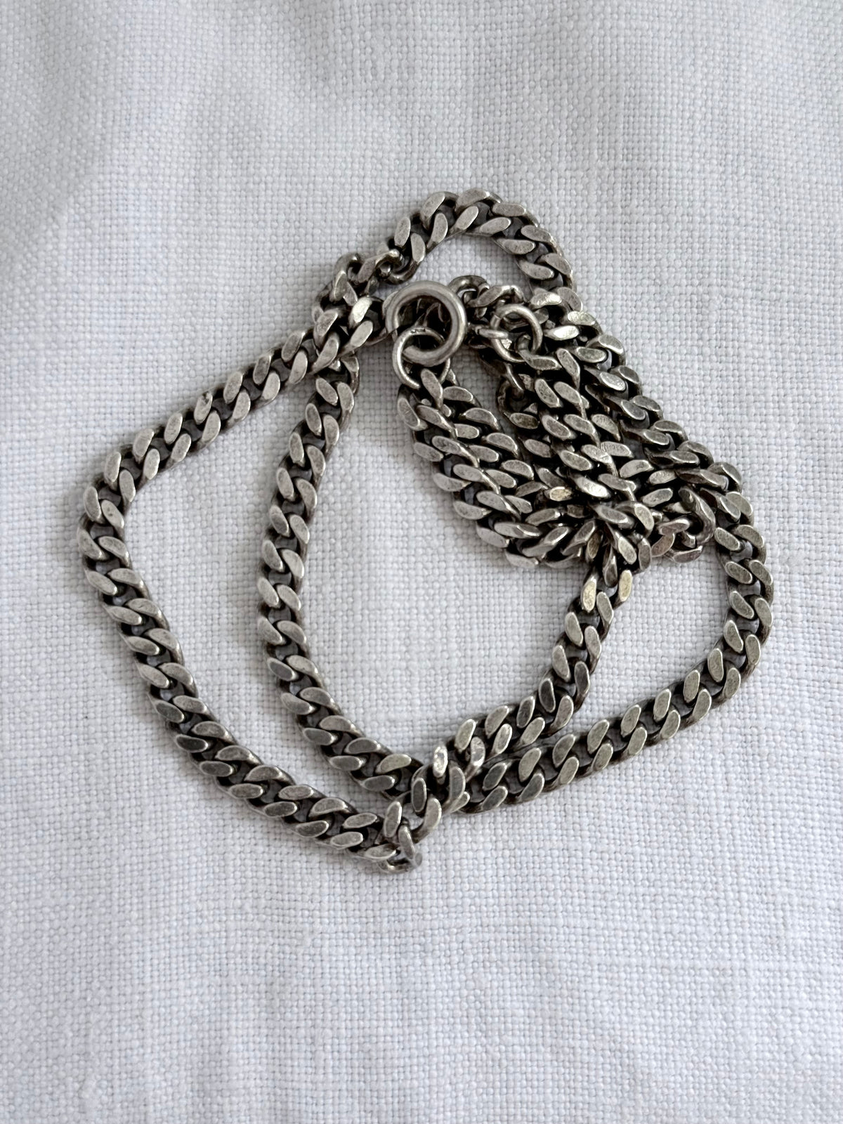 .1960s .925 chunky retro Modernist solid sterling silver fancy form knife edge classic statement chunky flat curb chain necklace