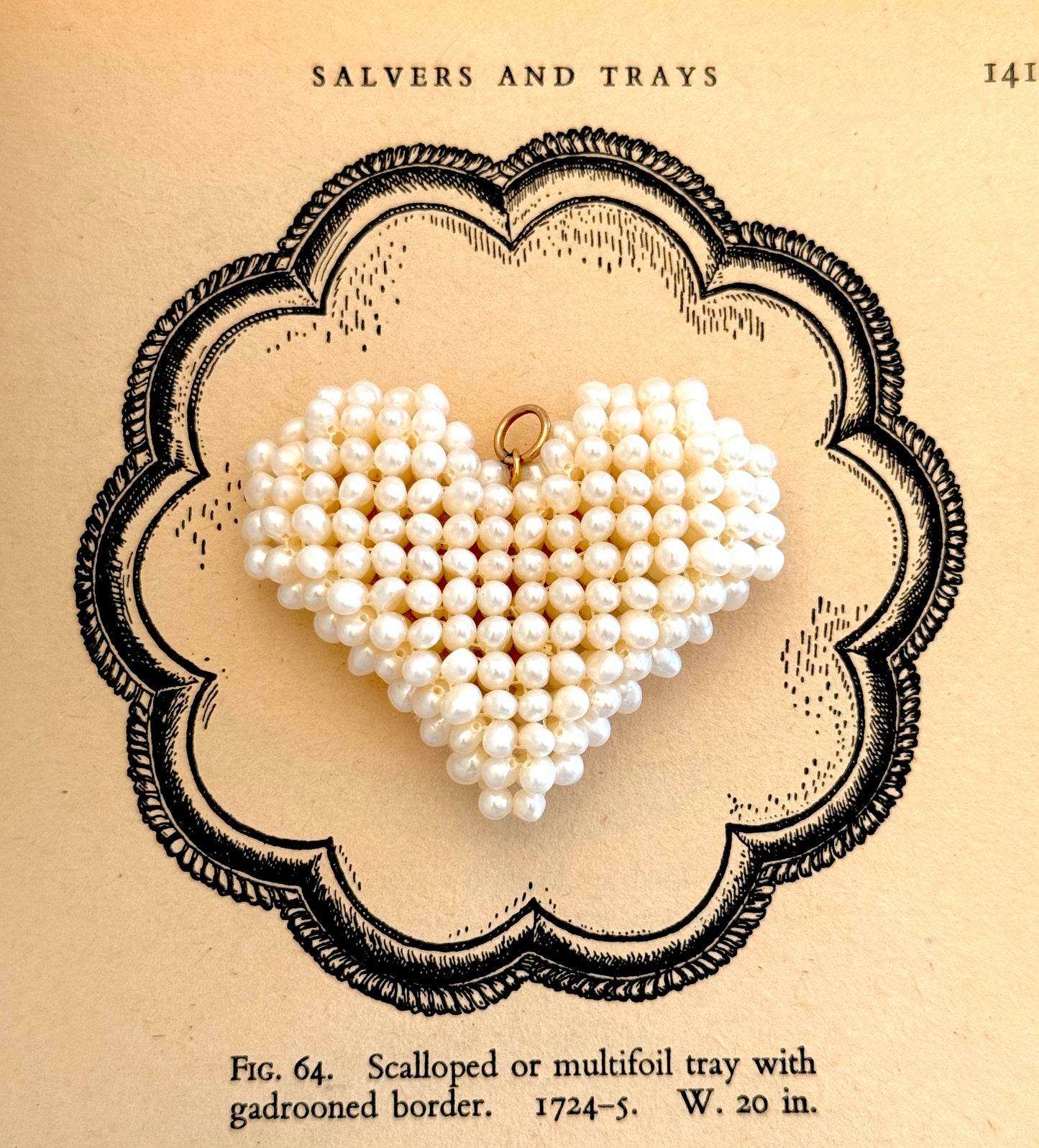 .1950s .1960s .1980s cultured pearl crochet heart modern pop art oversized real pearls and gold heart pendant