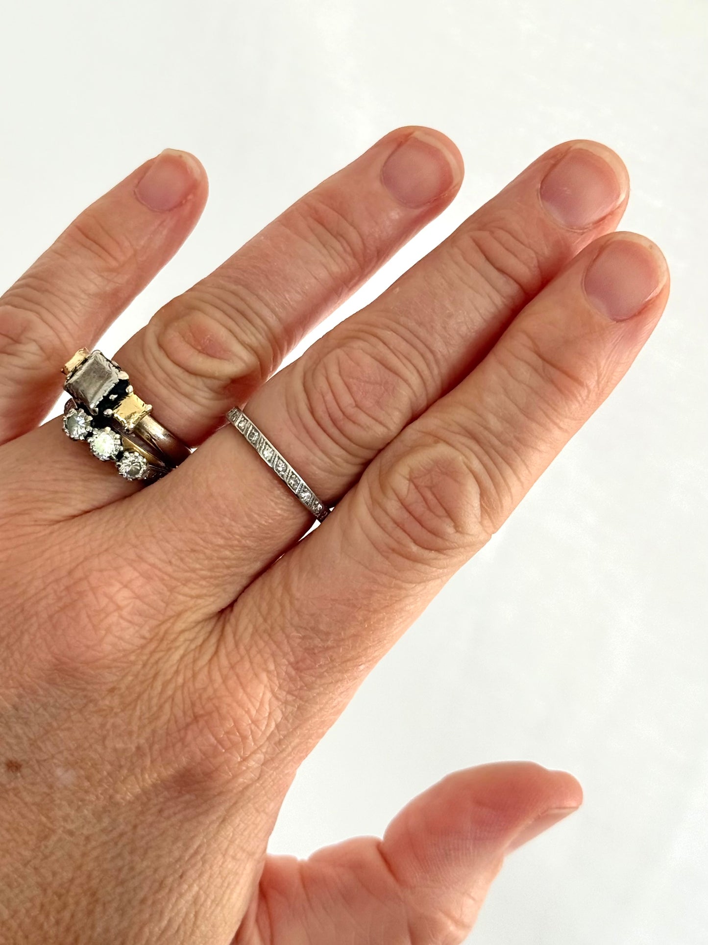 .1900s .1910s .23 Antique Art Deco Diamond Edwardian Platinum eternity ring band