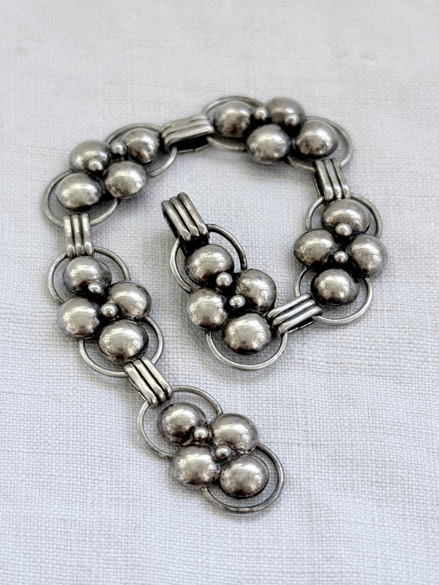 .1940s .1950s .925 Candida designer Collectors Mid 20th century Sterling Silver collectors Joe Calafato Candida geometric form modernist heirloom South African artisan abstract flower form bracelet