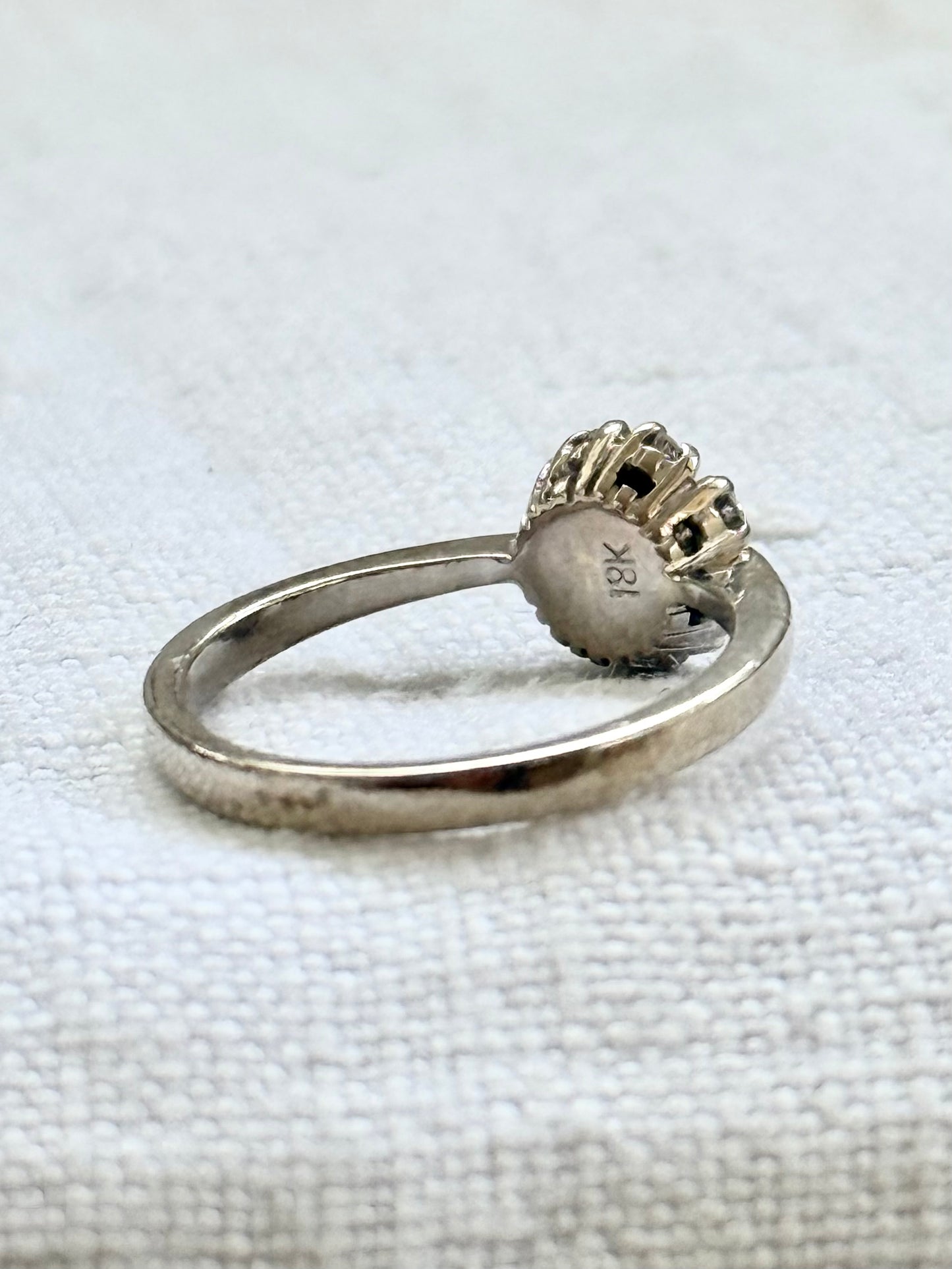 .18ct .1950s .1970s .9 diamond .750 white gold Diamond cluster flower floret halo diamond heirloom diamond gold commitment ring engagement ring