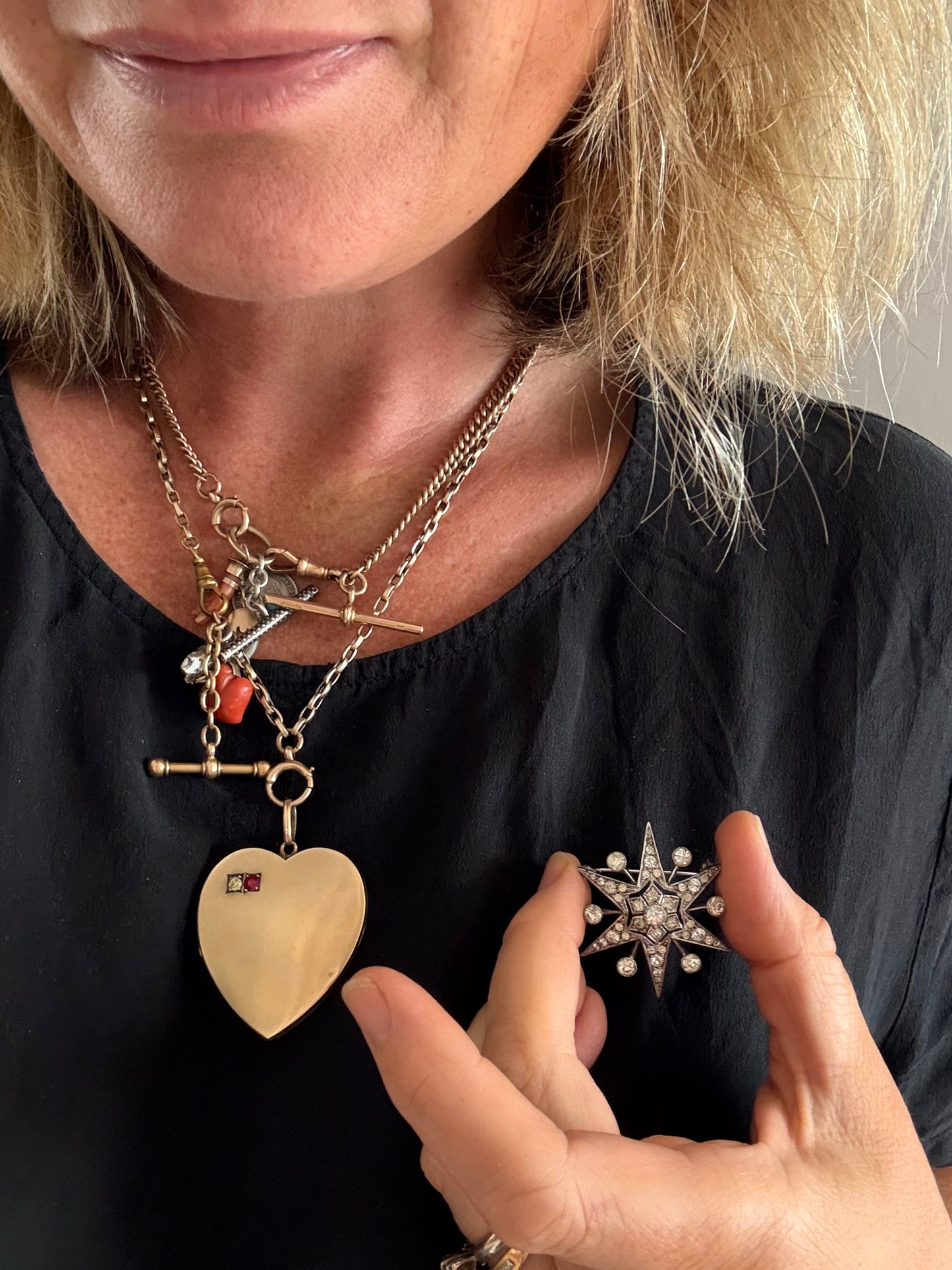 .1920s .925 silver Victorian revival Celestial starburst star bright shooting star brooch