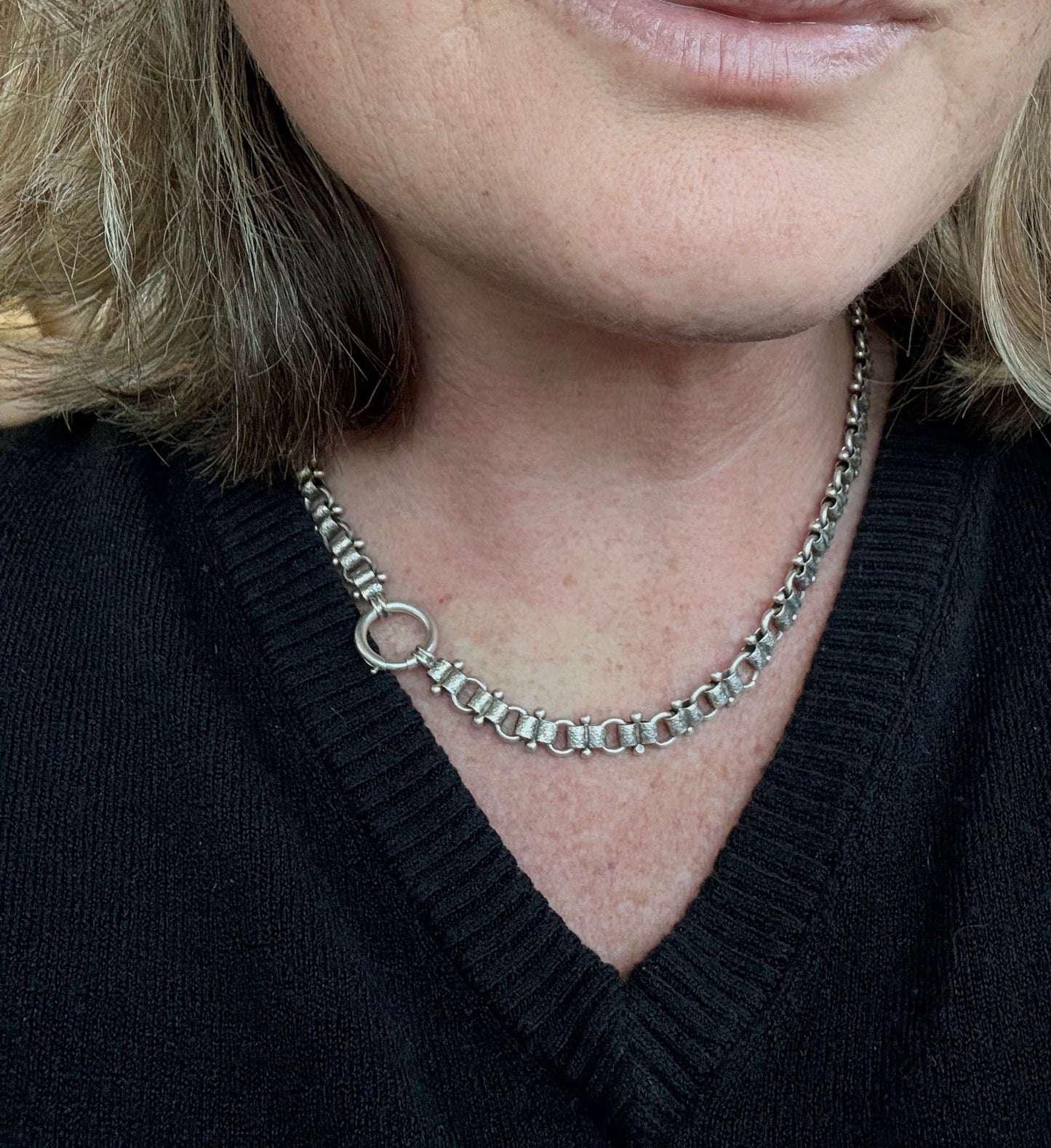 . 1880s .1890s .925 antique Victorian era rare Etruscan revival book chain collar necklace