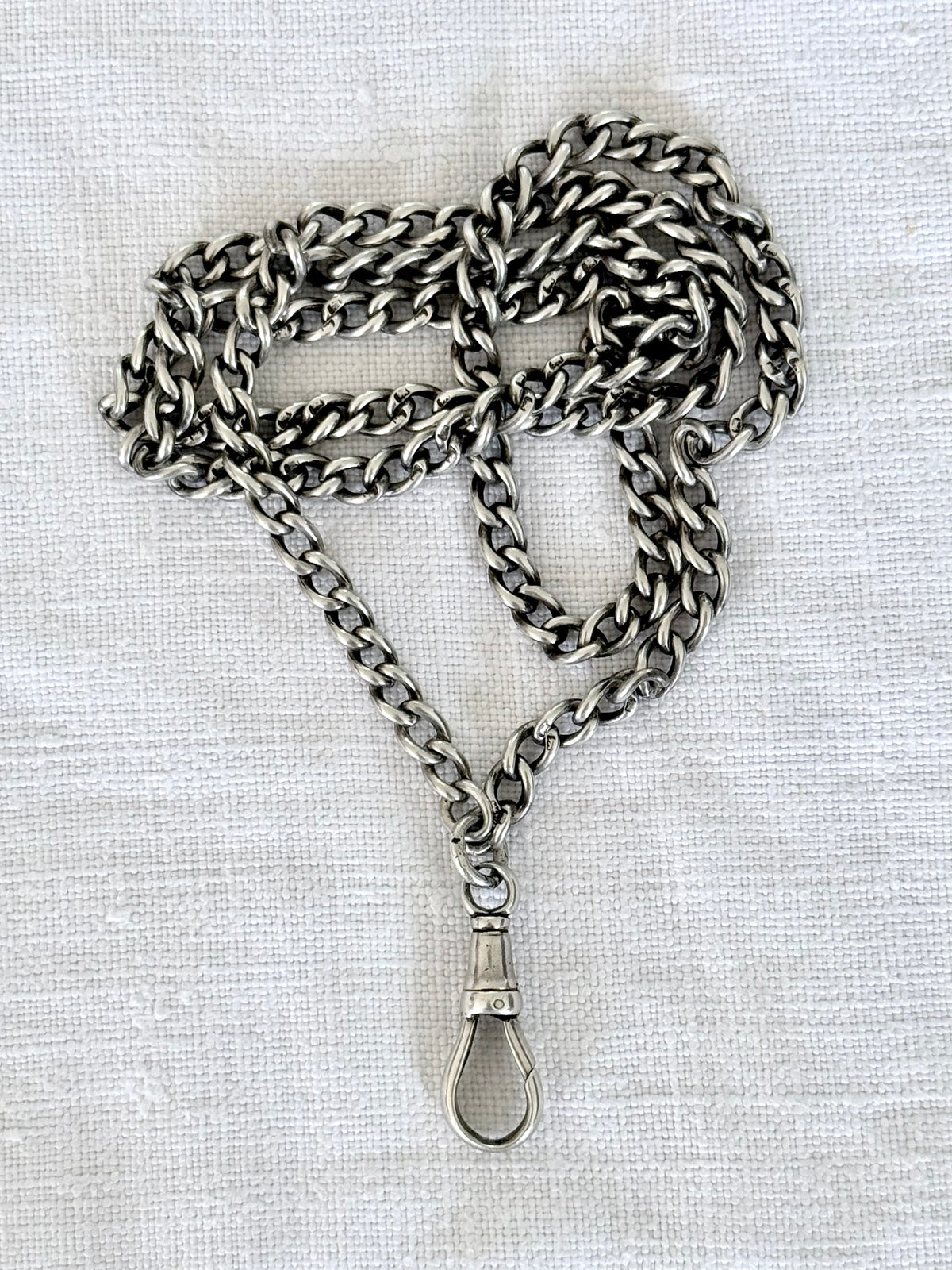 .1900s .925 Edwardian English hallmarked solid silver fob chain guard chain watch chain curb chain necklace