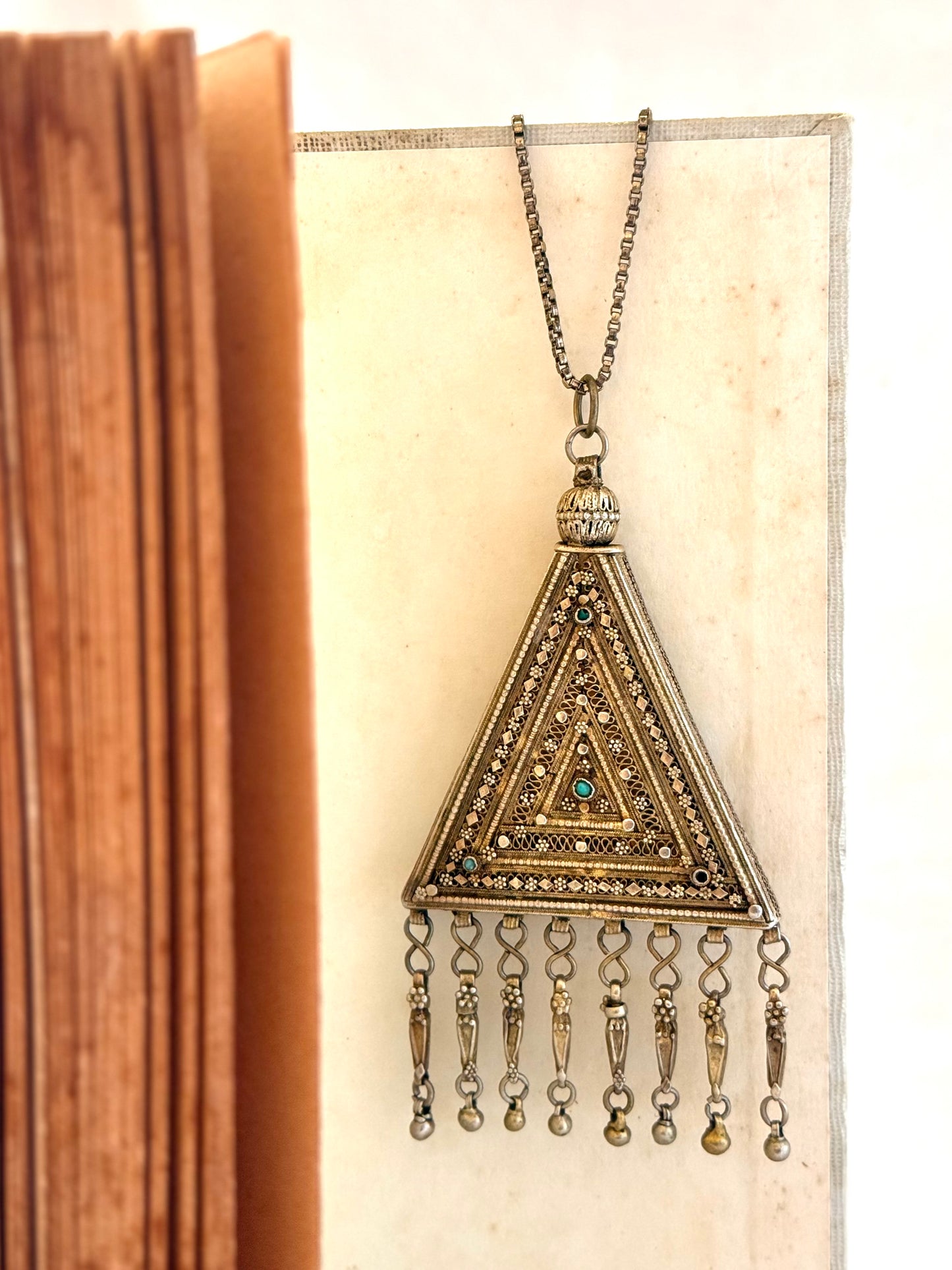 .925 Bezalel Yemenite filigree gilt silver amulet pendant