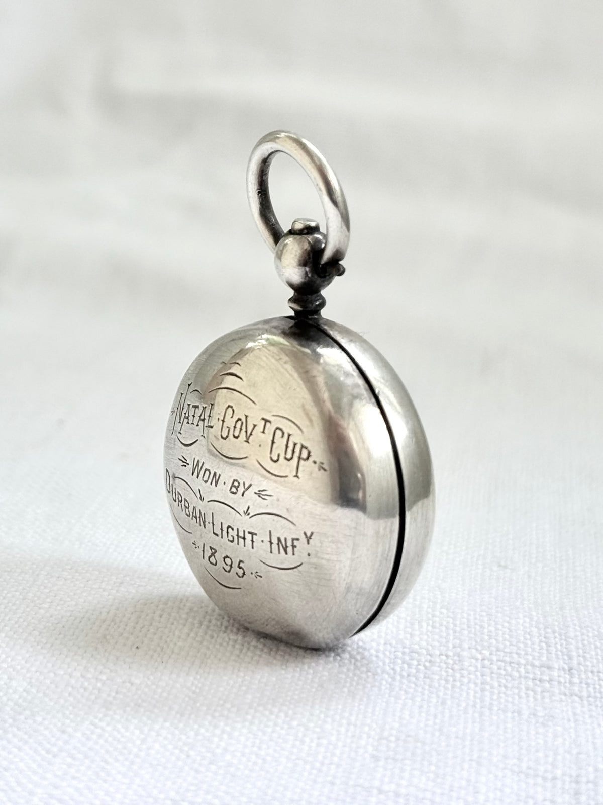 .1890 .925 antique Birmingham England historic exquisite early South African Victorian era hallmarked sterling silver Sovereign Chatelaine coin awards prize pendant