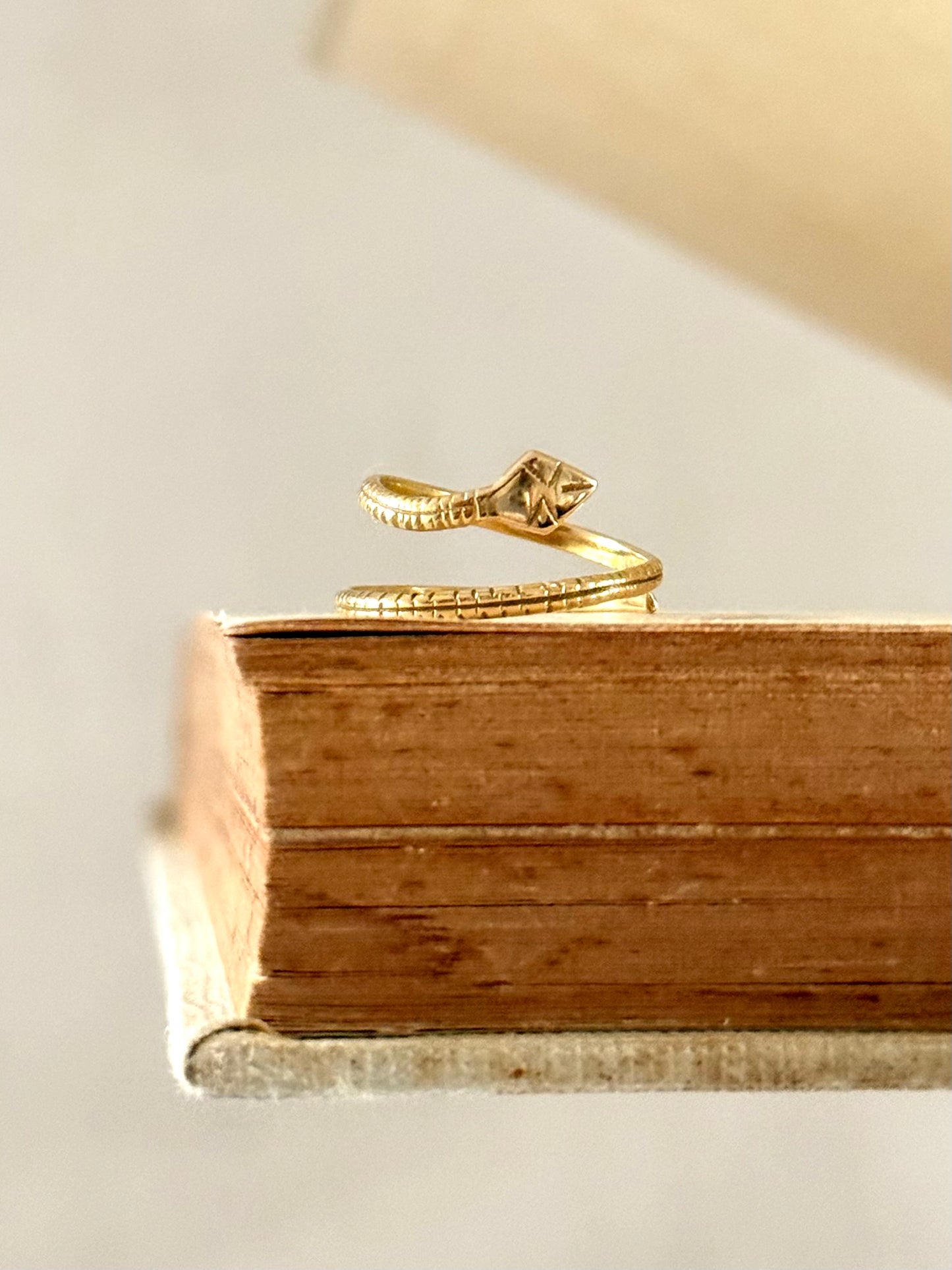 .1910s .1920s .20ct .833ct Arts & Crafts hand made high carat gold coiled serpent snake ring