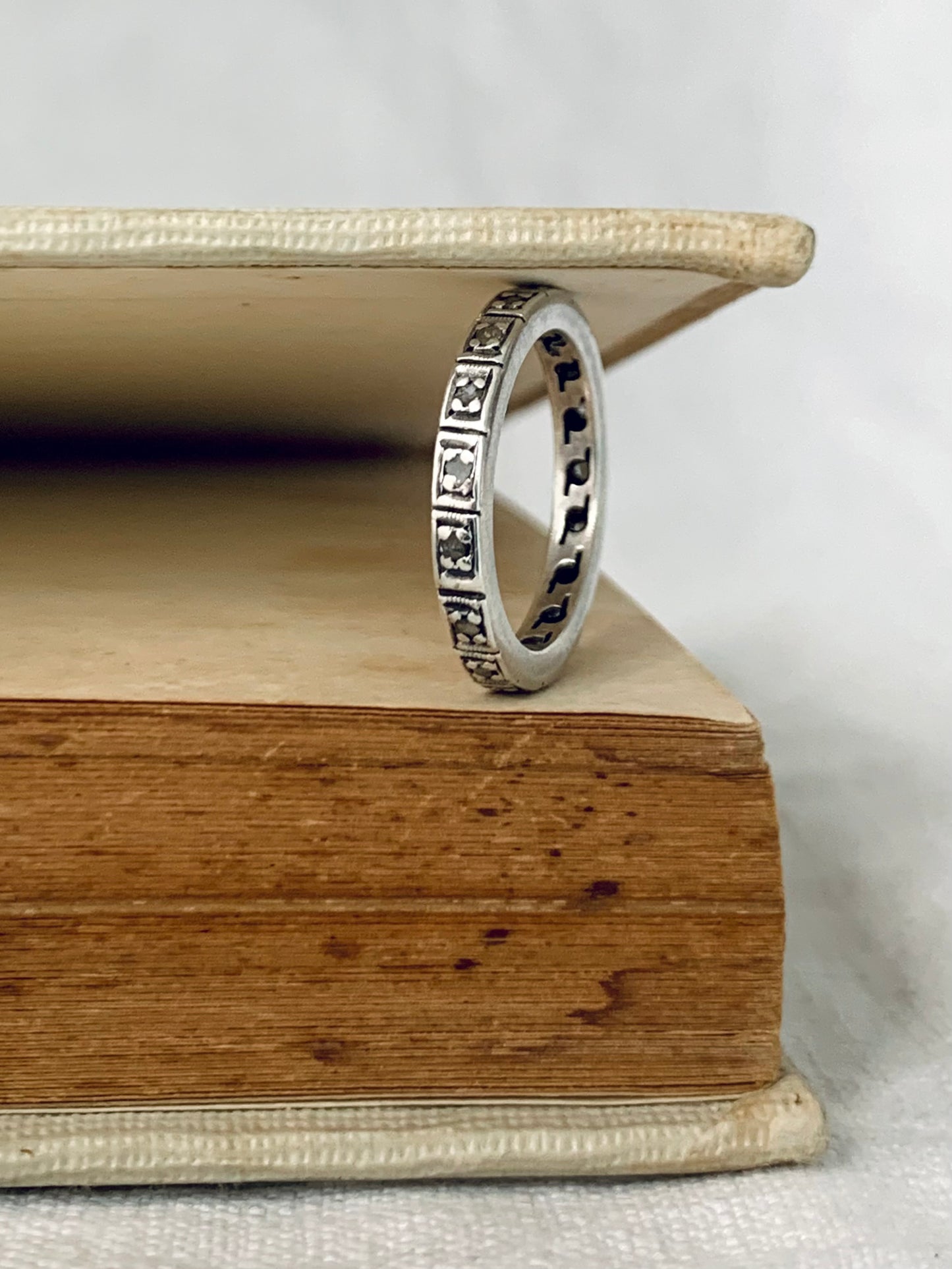 .17 antique mine cut diamond exquisite much desired Edwardian platinum 17 mine cut diamond eternity ring band