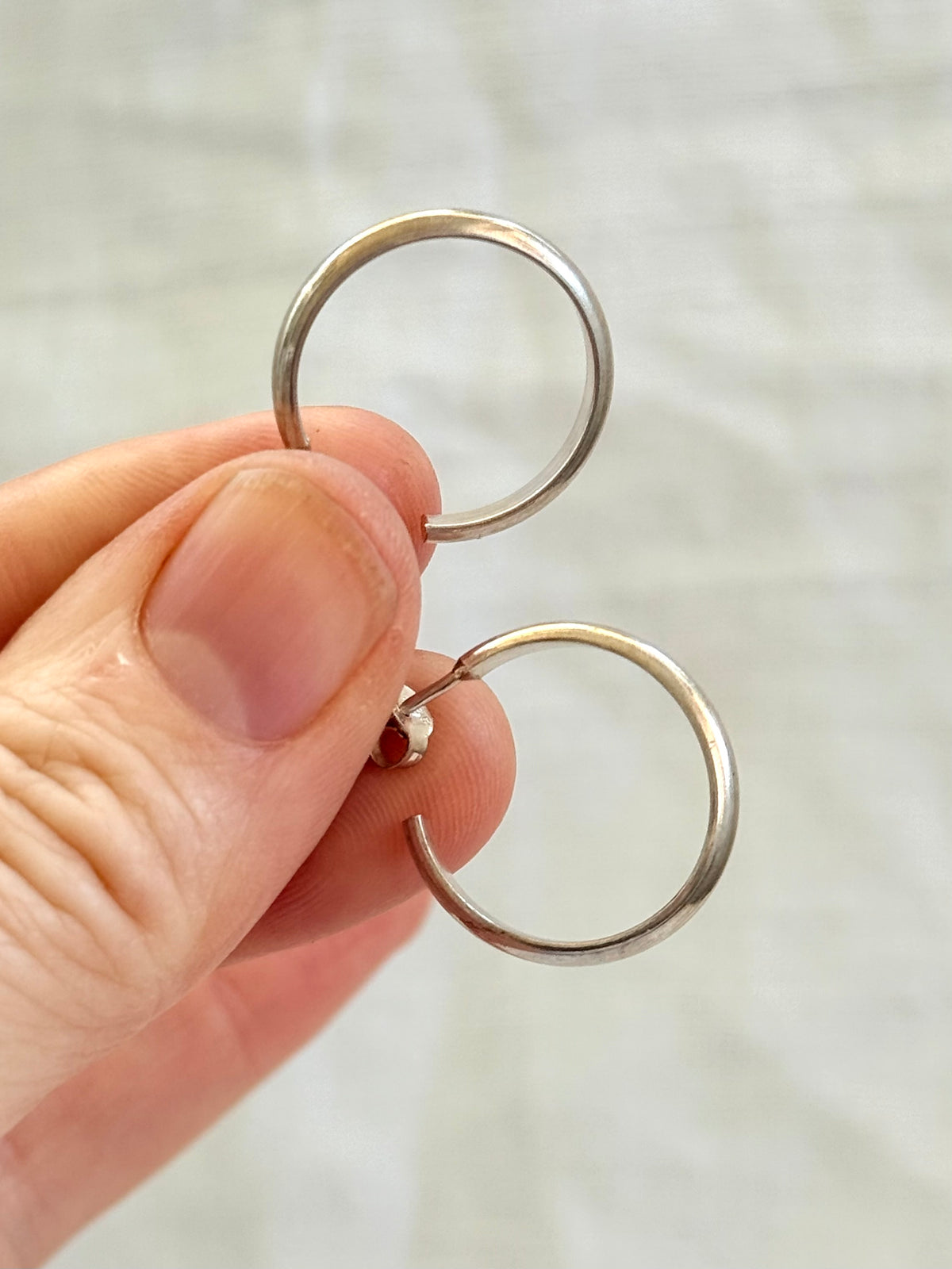 .20mm hoop .925 boho lux modernist medium sized sterling silver hoop push in stud earrings