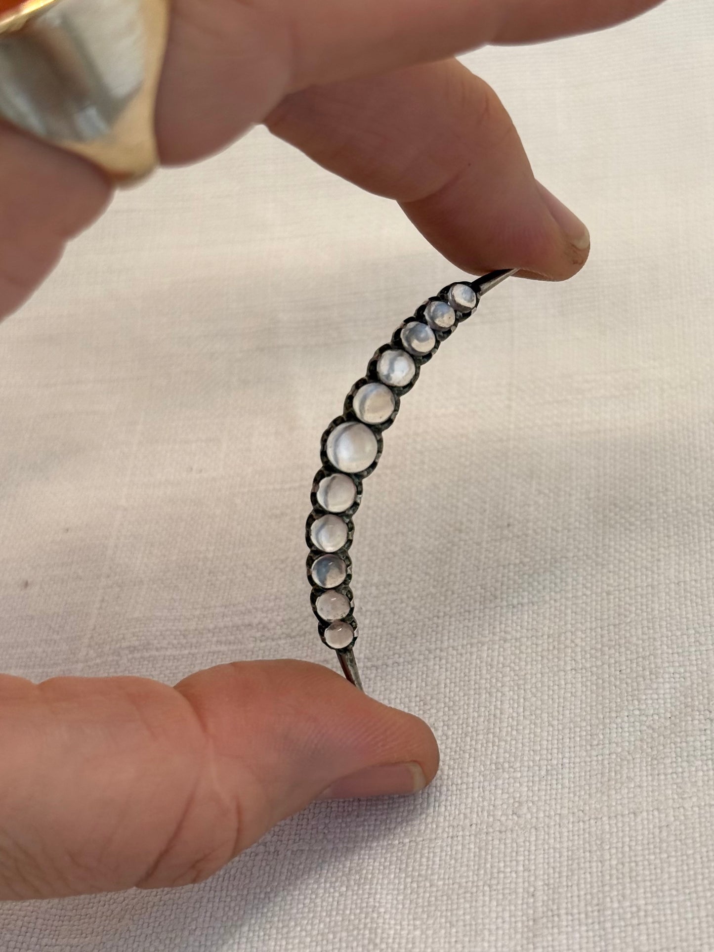 .1880s .1890s .1900s antique beautiful Moonstone half crescent celestial moon collectors brooch