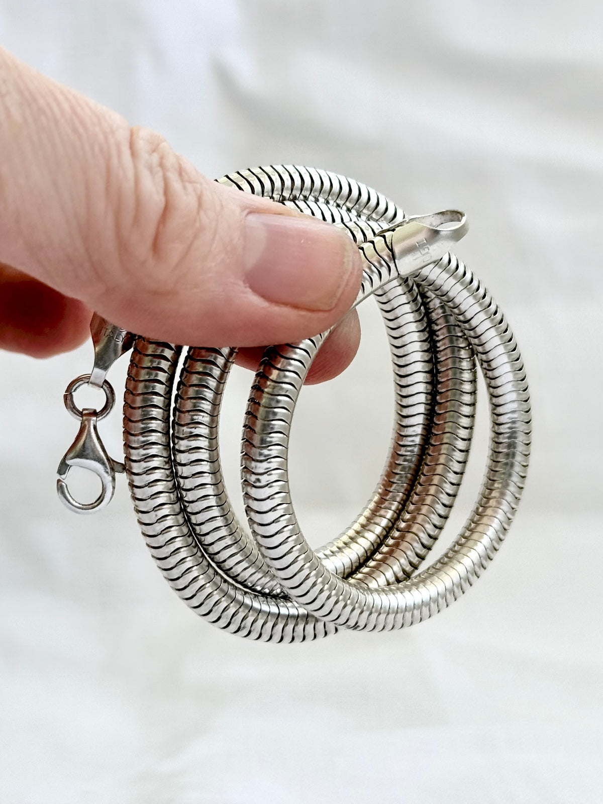 .6mm thick .925 chunky modernist super thick slinky sterling silver Italy snake chain necklace