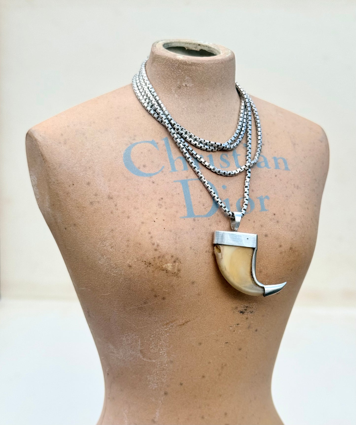 .925 silver Victorian revival lion claw pendant