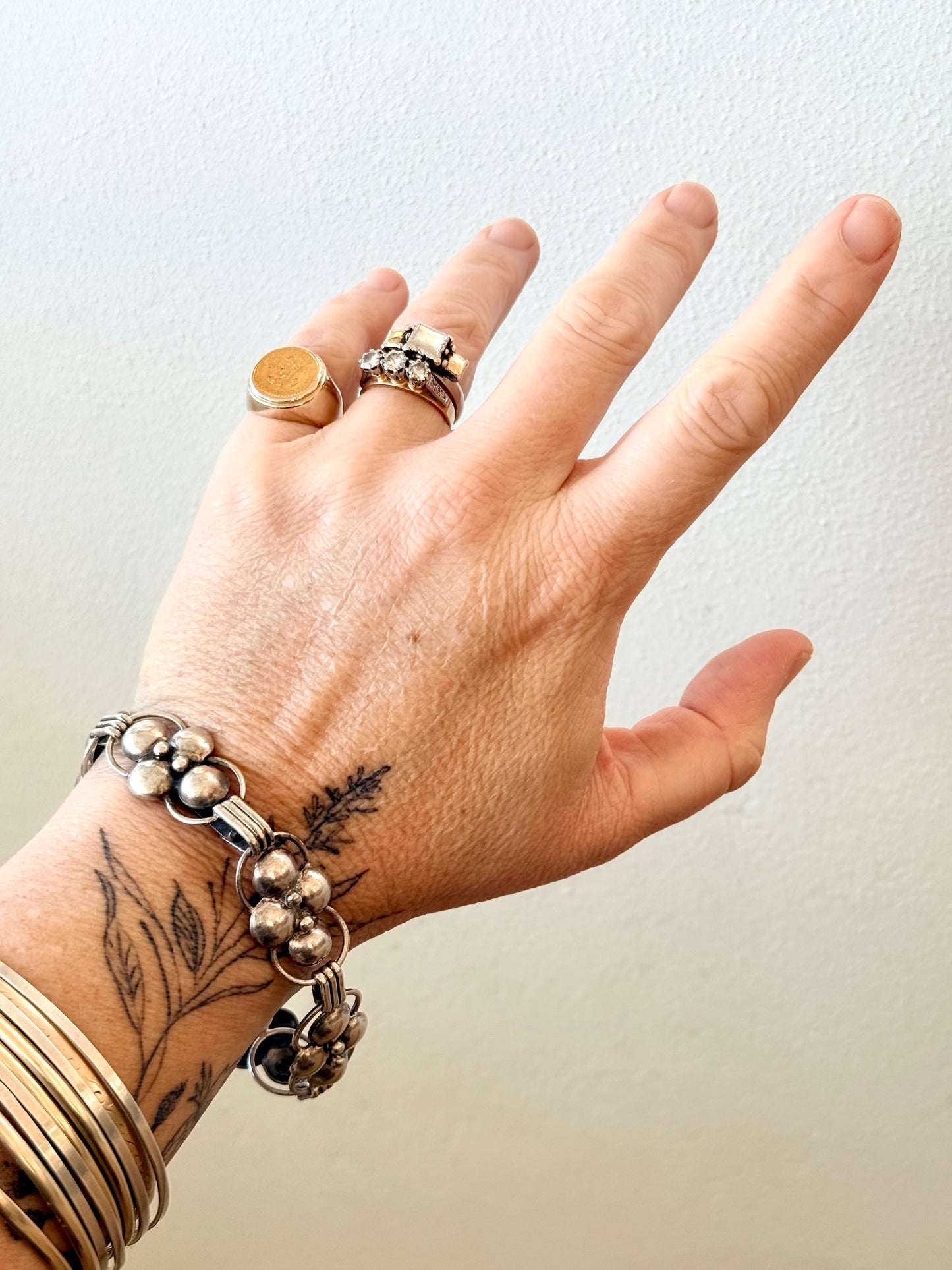.1940s .1950s .925 Candida designer Collectors Mid 20th century Sterling Silver collectors Joe Calafato Candida geometric form modernist heirloom South African artisan abstract flower form bracelet