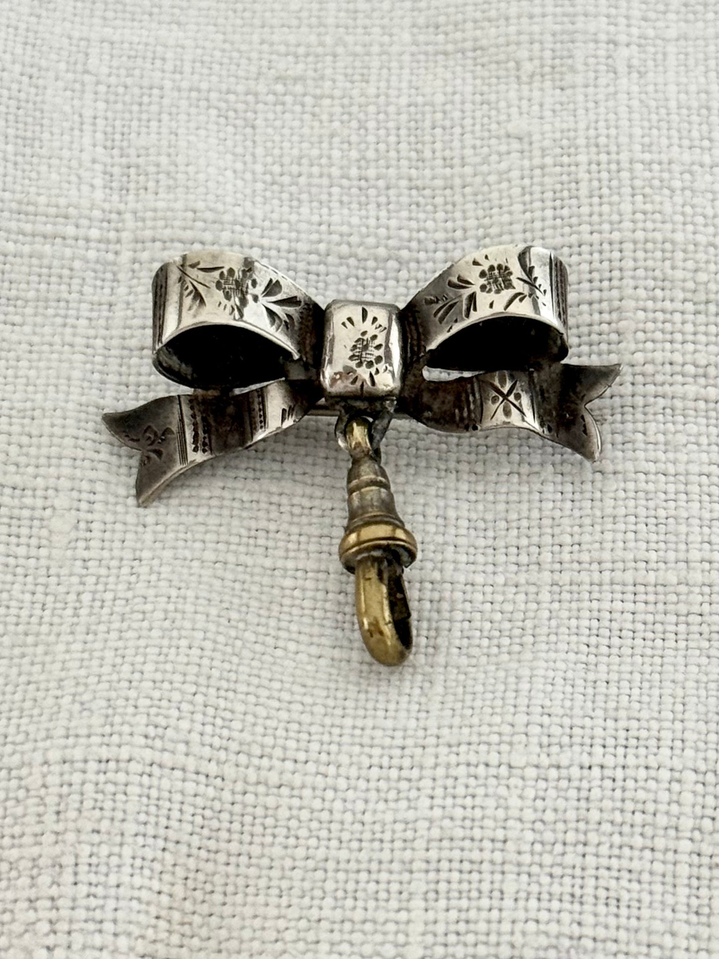 .1912 .925 antique Bow Ribbon original Chester hallmark silver sweetheart lapel fob watch brooch pin