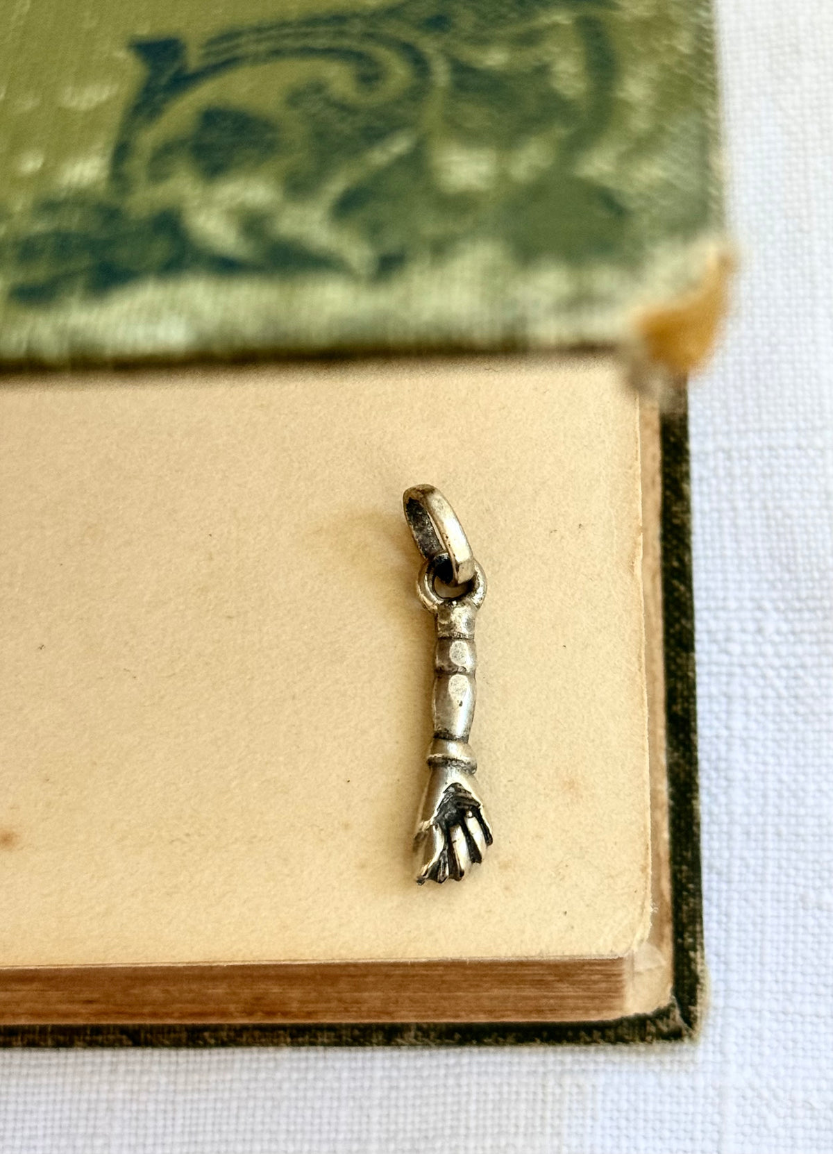 .1950s .800 antique revival Italian hand carved silver hand token good luck talisman token silver symbol pendant