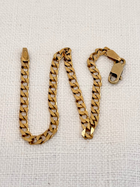 .1960s .375 Italy 9ct gold mid century modern square link cuban link modernist yellow gold Unoaerre Italian goldsmith designer chain bracelet