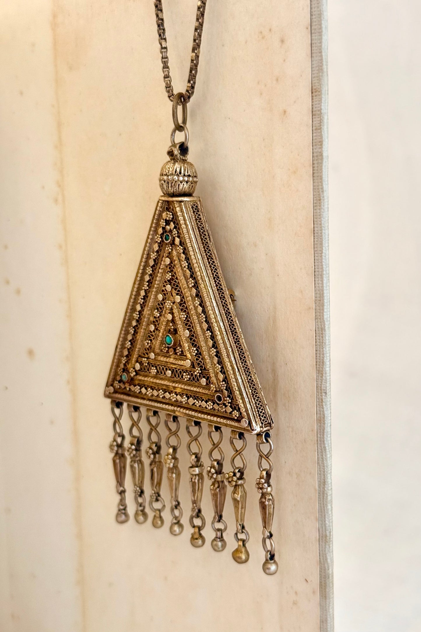 .925 Bezalel Yemenite filigree gilt silver amulet pendant