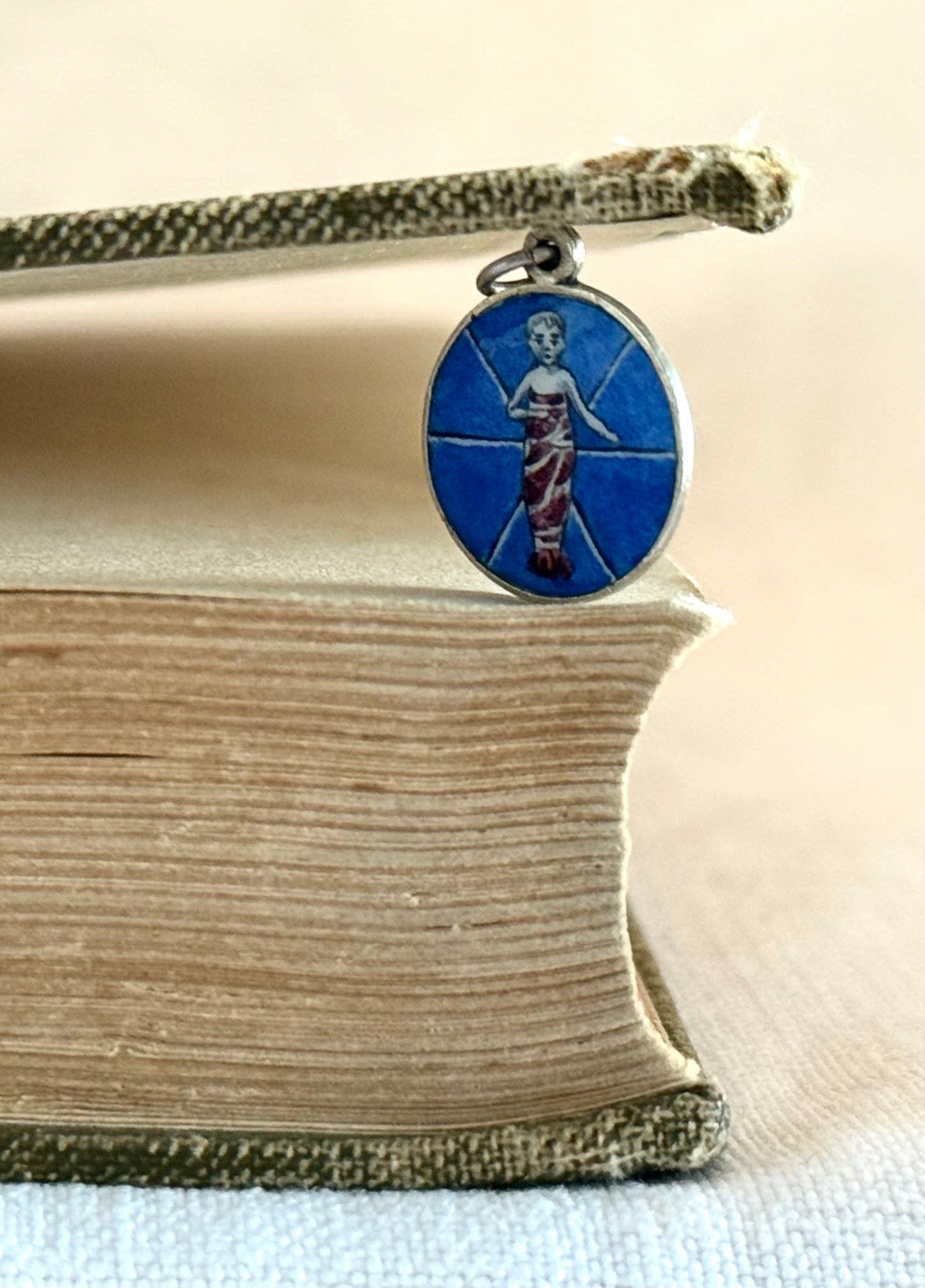 .1890s .1900s .800 antique rare French enamel devotional medal pendant the Child baby Jesus Edwardian era solid silver charm pendant