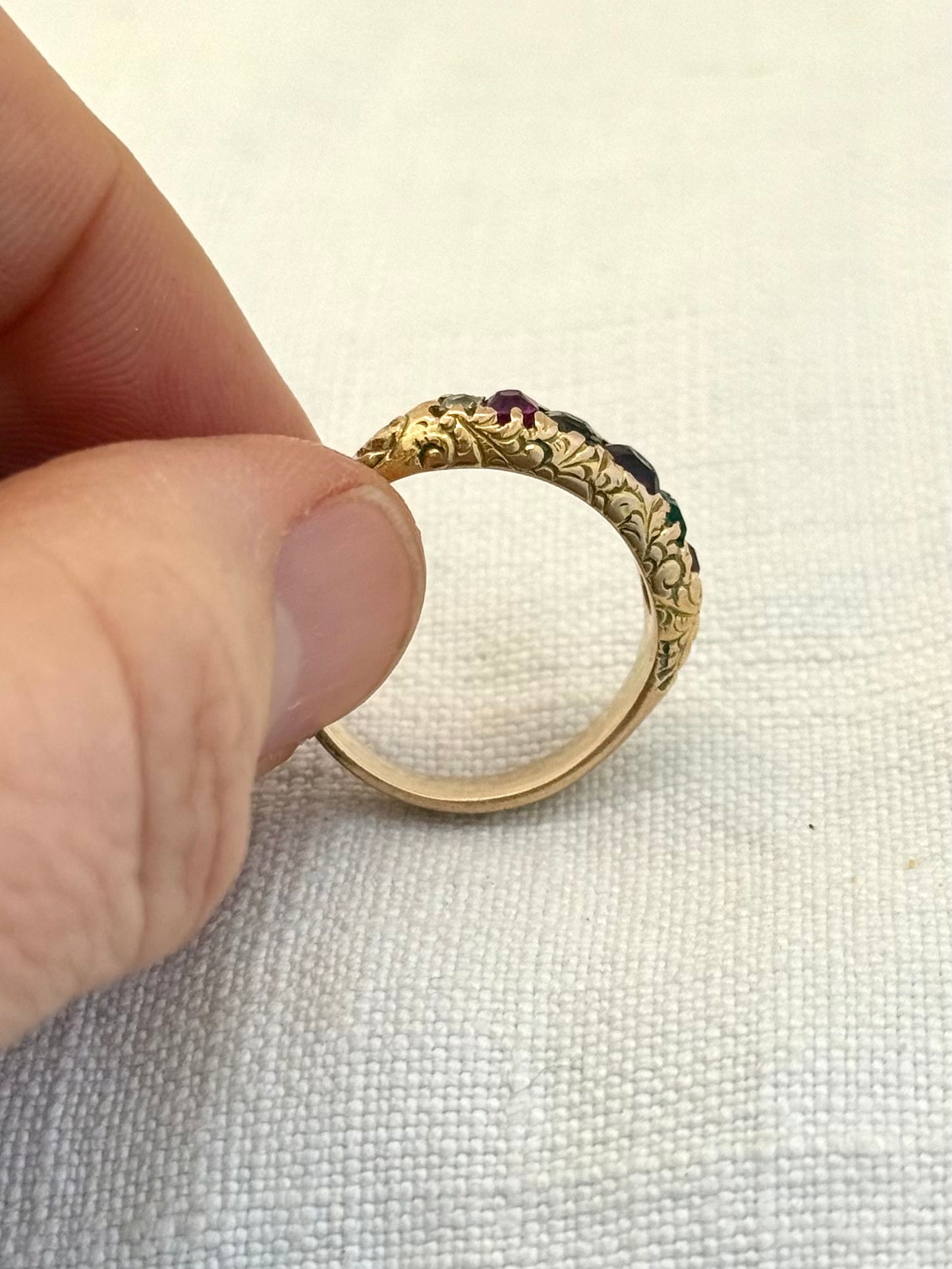 .14ct .1890s .1900s antique yellow gold REGARD love token symbol late Victorian early Edwardian gold ring