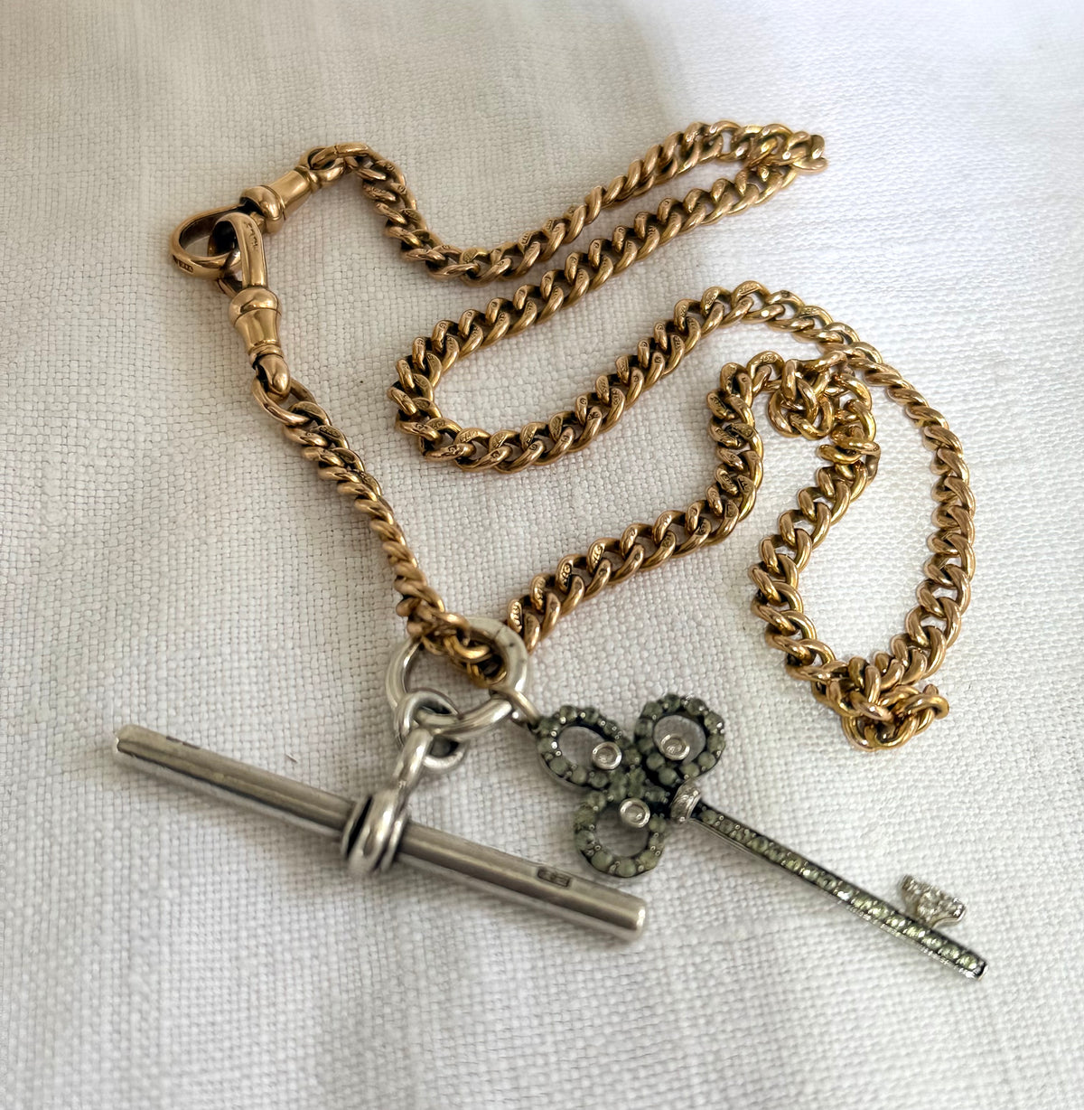 .1920 .375 .9ct antique desirable Edwardian graduated solid gold hallmark 375 gold fob chain necklace