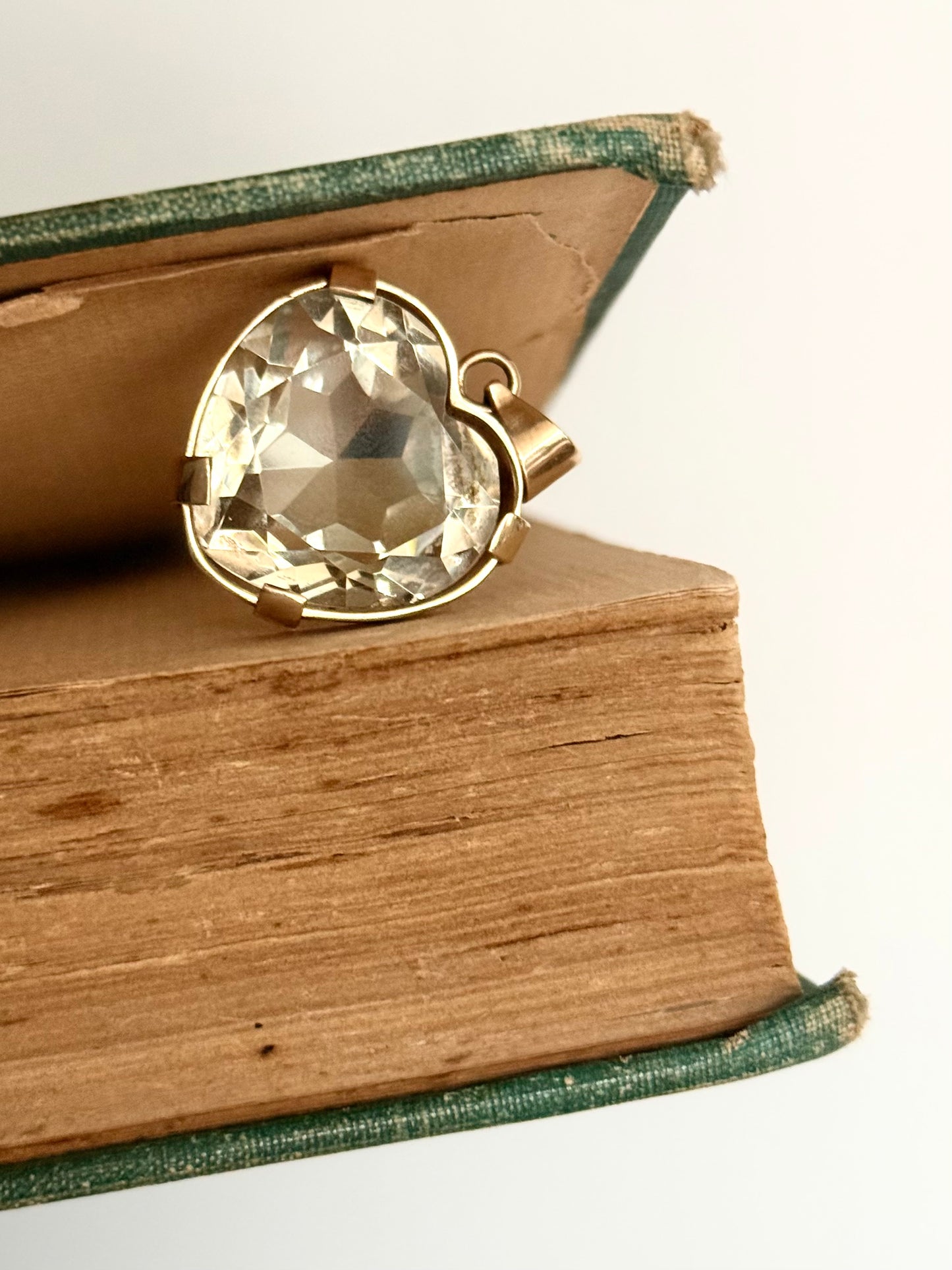 .1970s .1980s .25ct gemstone heart .9ct gold large heart light shade Smoky Quartz solid gold heart statement gemstone pendant