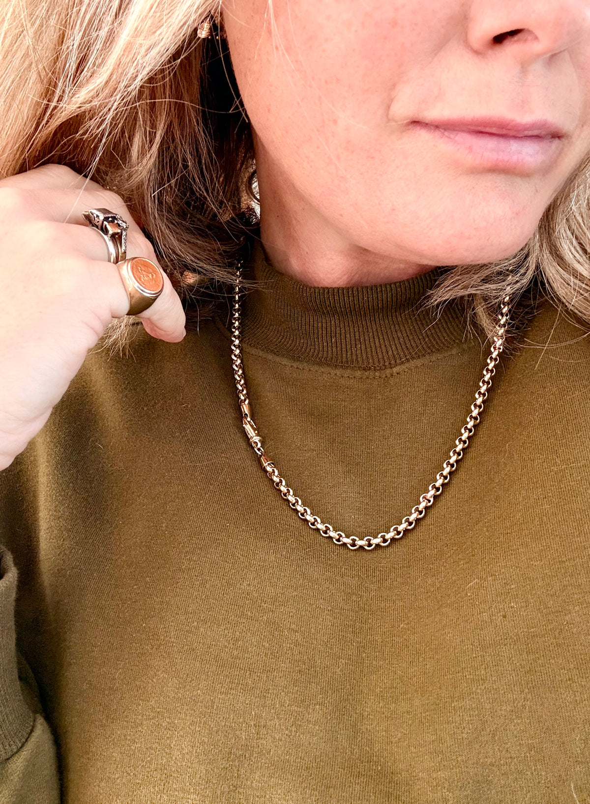 .1980s .1990s .375 classic gold luxury Italian rolo modernist chunky yellow 9ct gold thick luxurious gold rolo round Italy UNOAERRE designer cable chain necklace