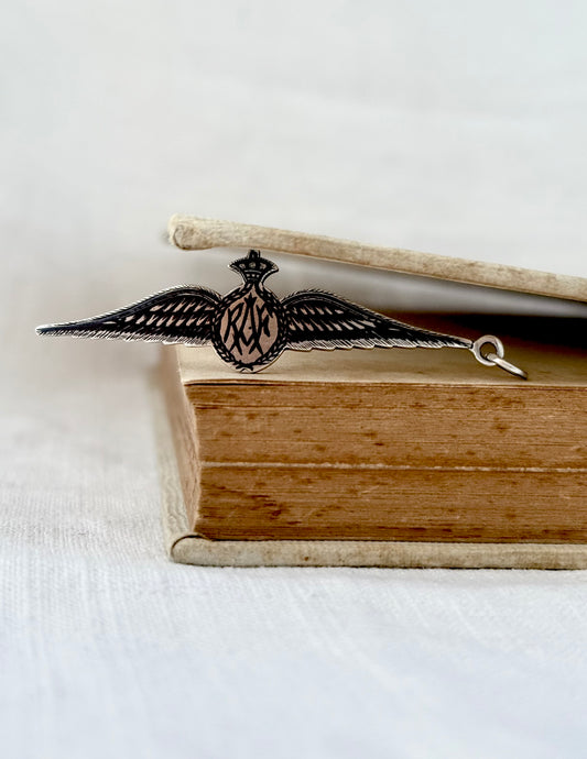 .1940s .925 silver and Niello rare WWII Royal Air Force Pilot’s Wing Sweetheart pendant
