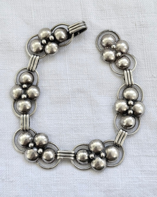 .1940s .1950s .925 Candida designer Collectors Mid 20th century Sterling Silver collectors Joe Calafato Candida geometric form modernist heirloom South African artisan abstract flower form bracelet