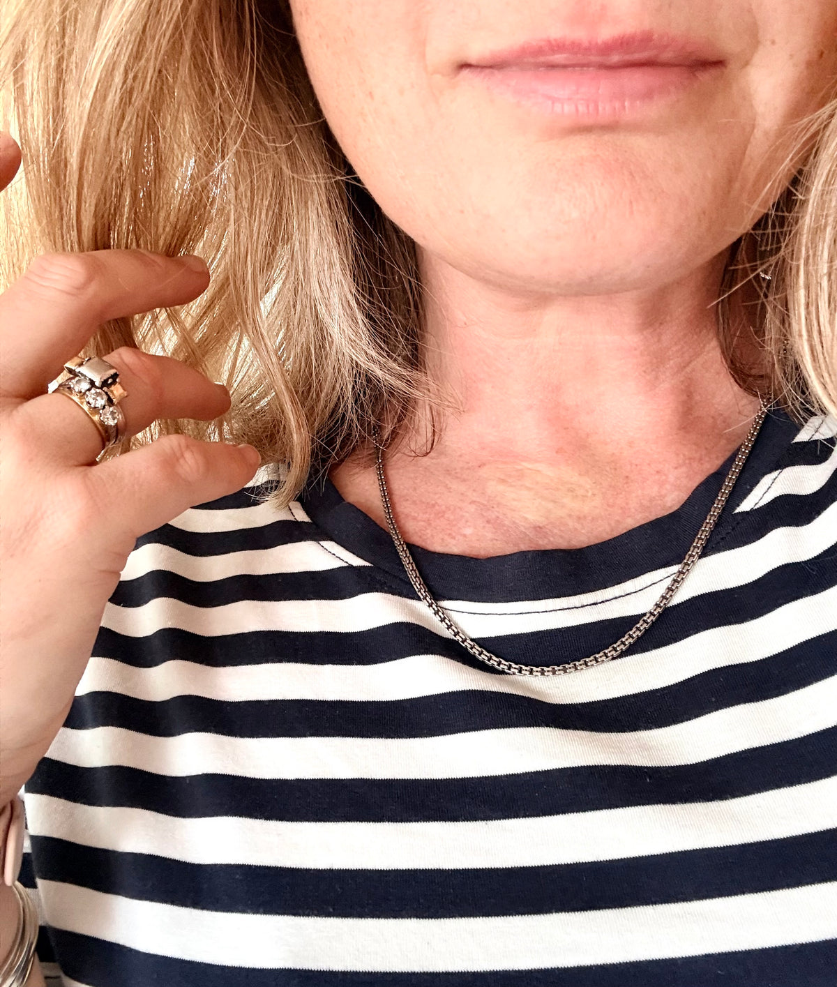 .58cm long .925 fancy box chain silver Mid Century Modernist chunky double link thick and long box link sterling silver chain necklace