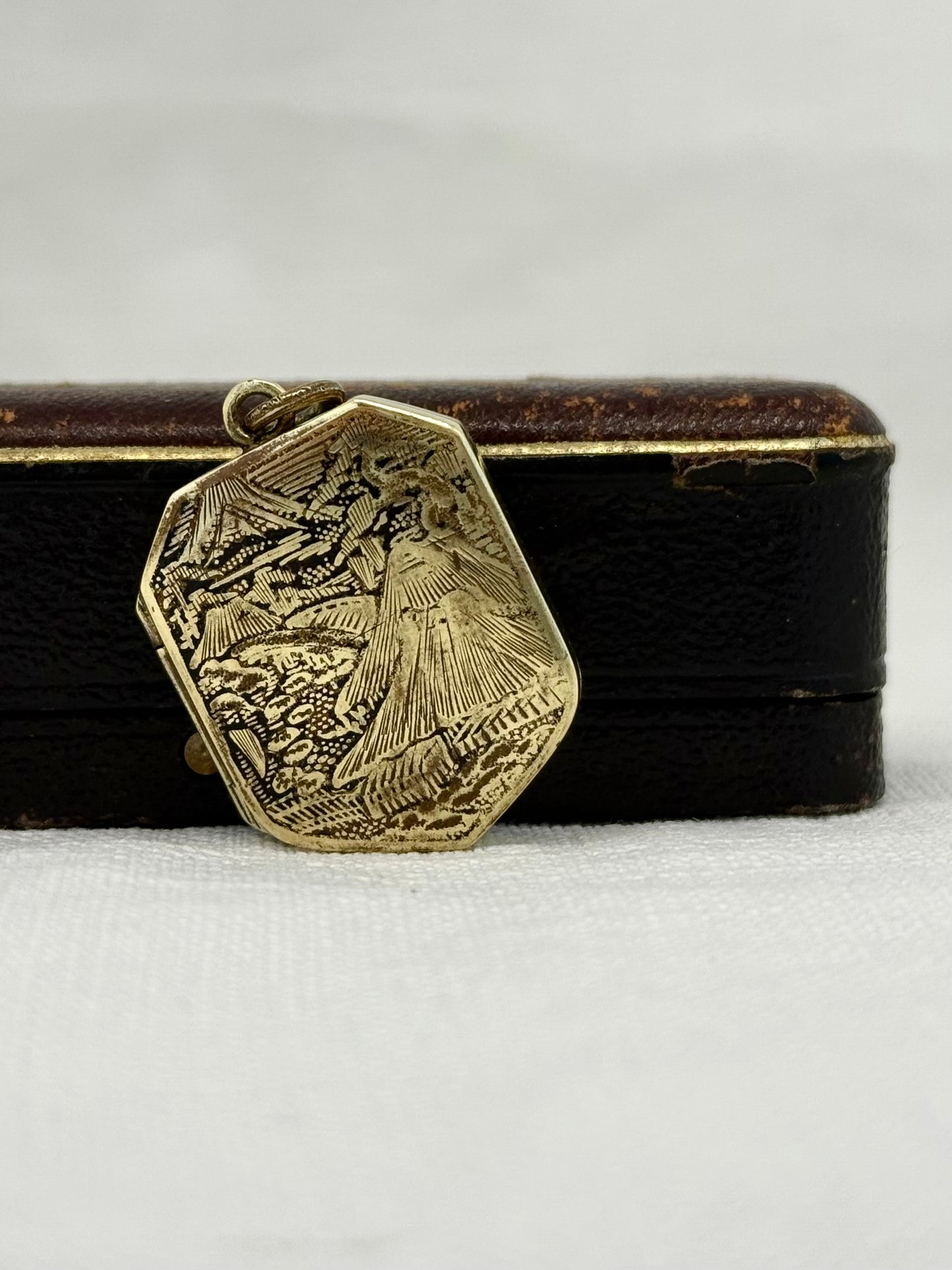 .1880s .1890s Antique rare and desirable Japanese Bronze Gold enamel Shakudo inlay artisan pendant locket